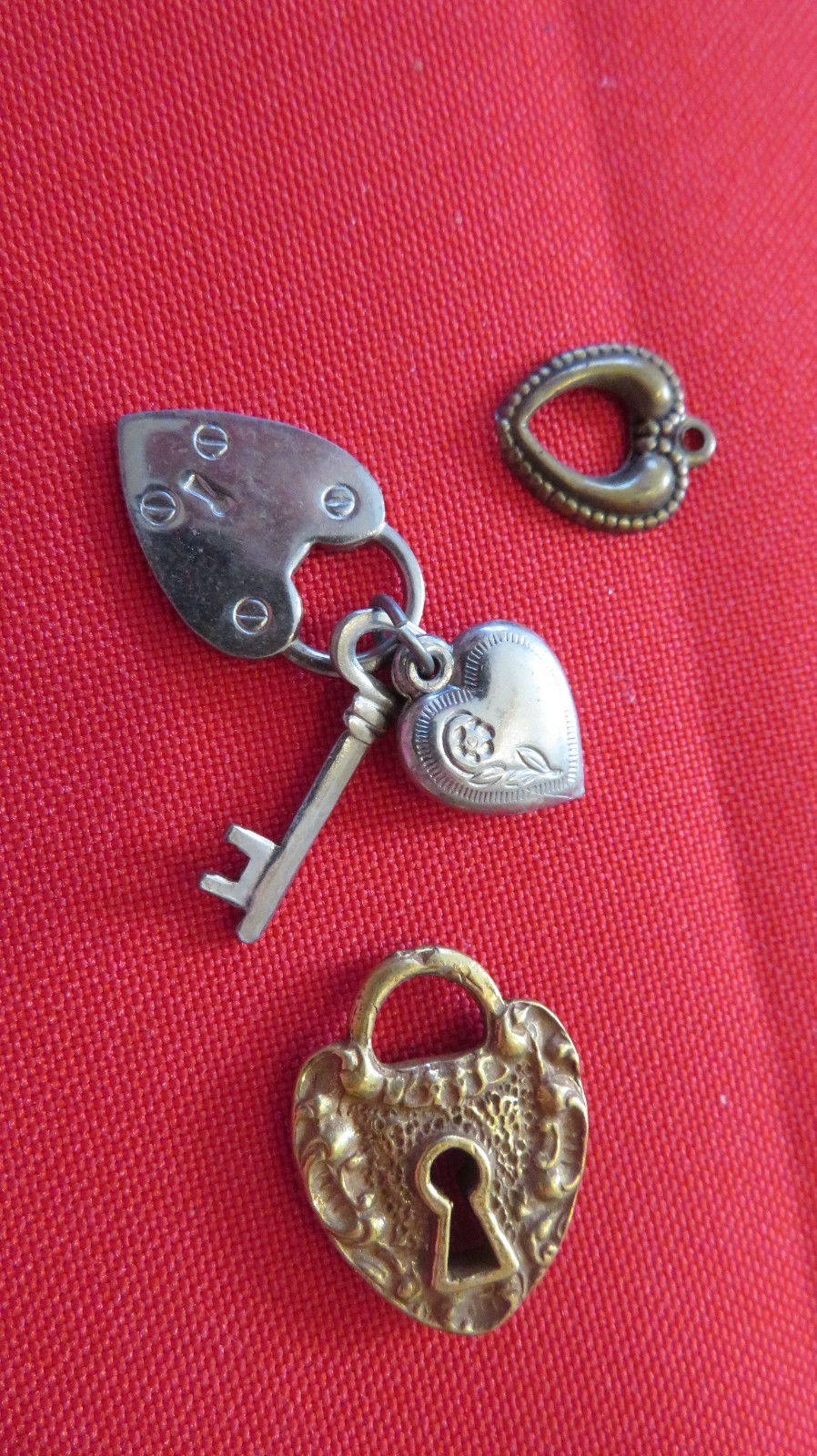 3 Assorted Vintage small heart charms