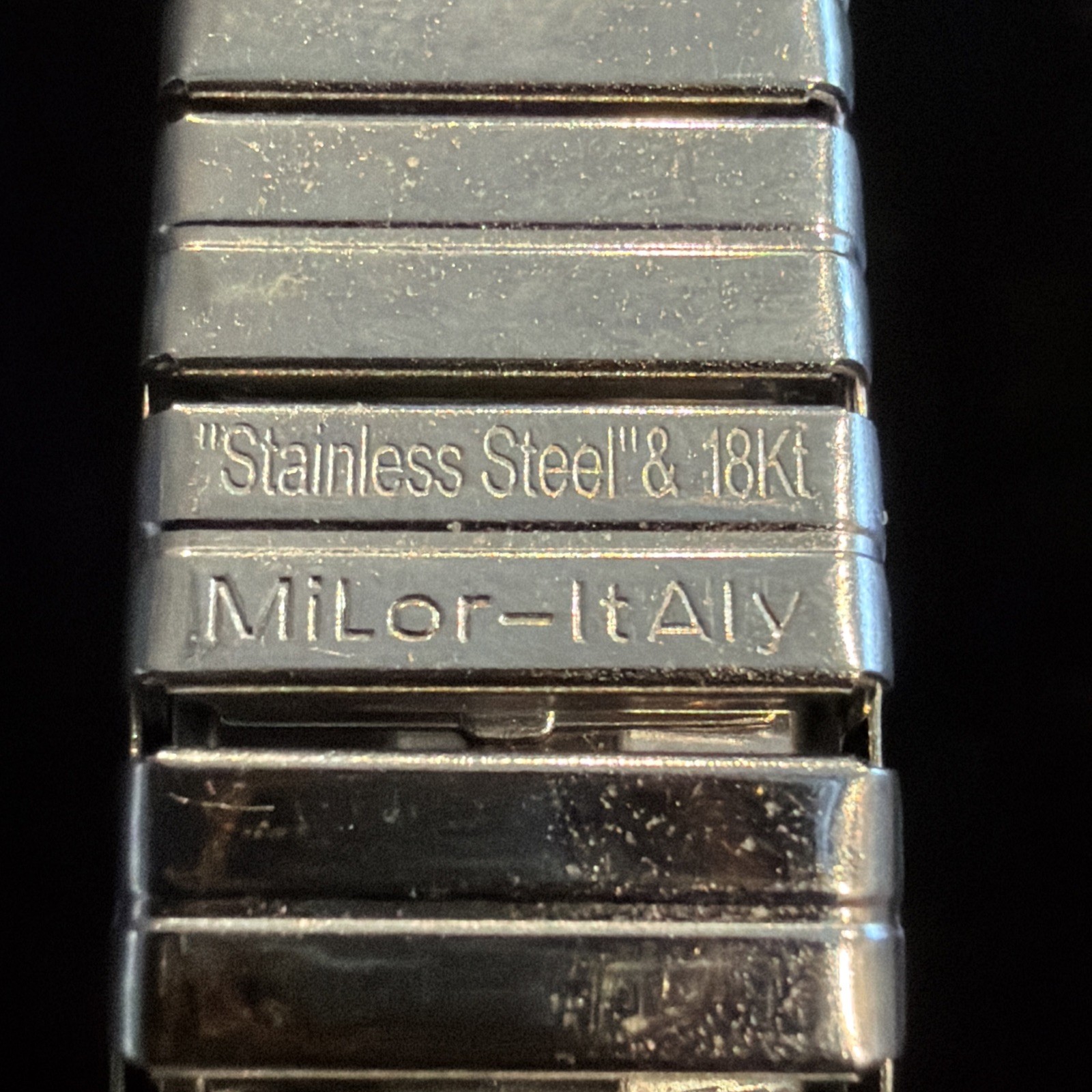 Unisex Milor Italy Stainless Steel & 18k Yellow Gold Stretch Flex Bracelet
