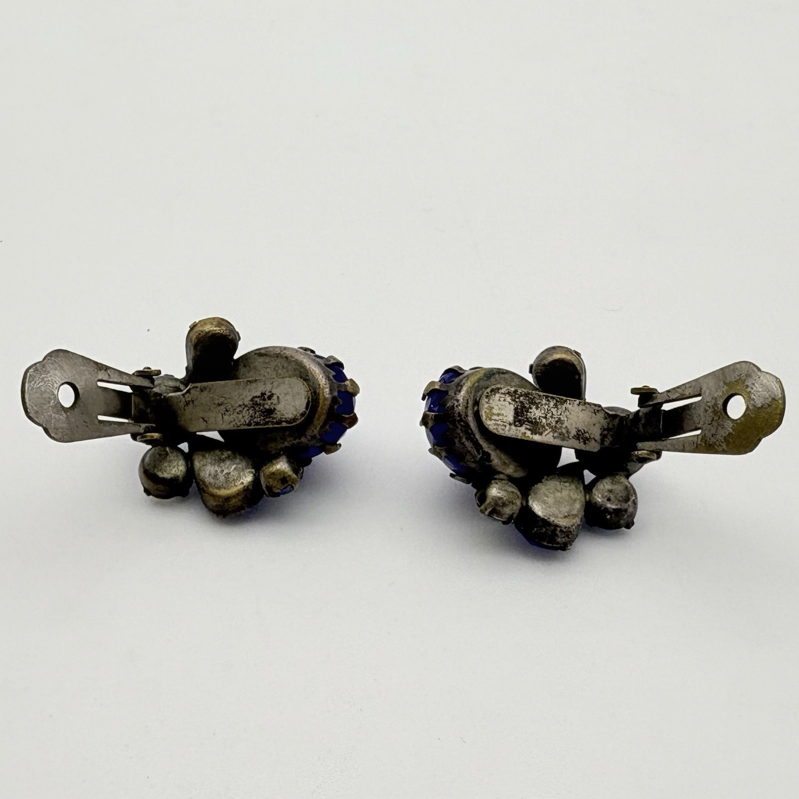Vintage Jewliana Blue Lucite Acrylic And Glass Clip On Earrings