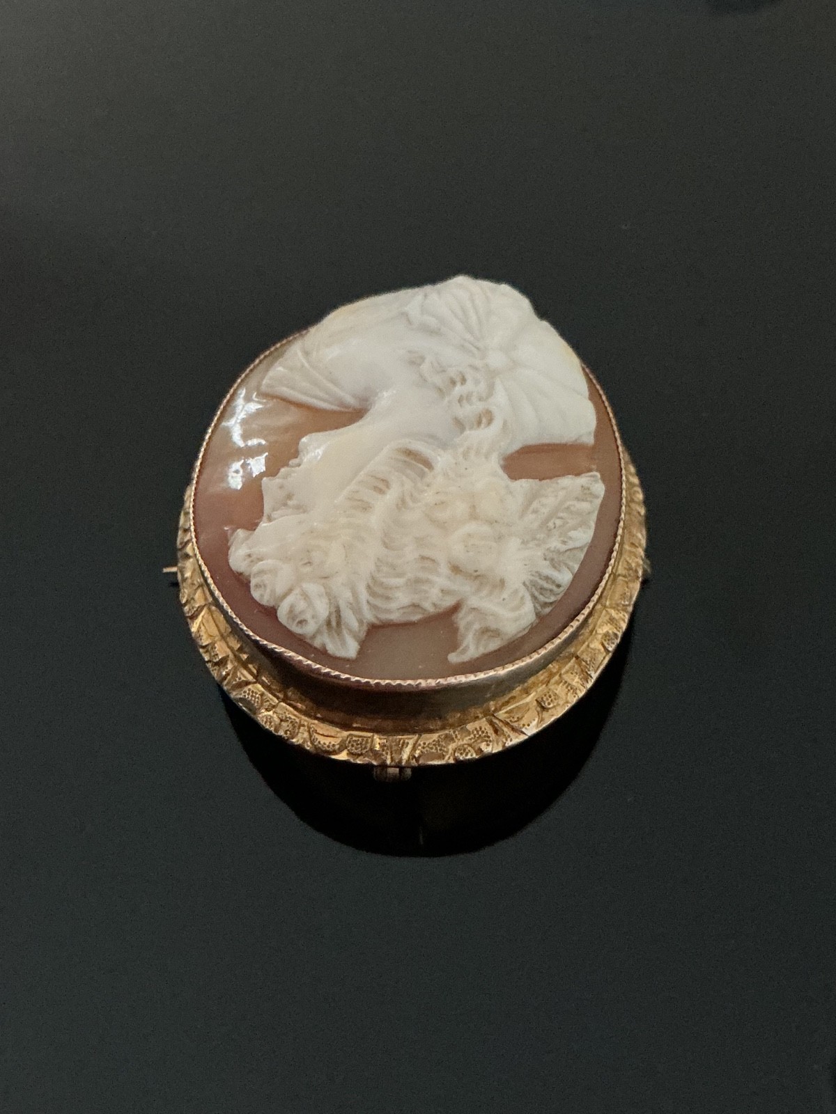 Large Antique Victorian 10K Yellow Gold Carved Shell Cameo Brooch 9.2 Grams DsVa