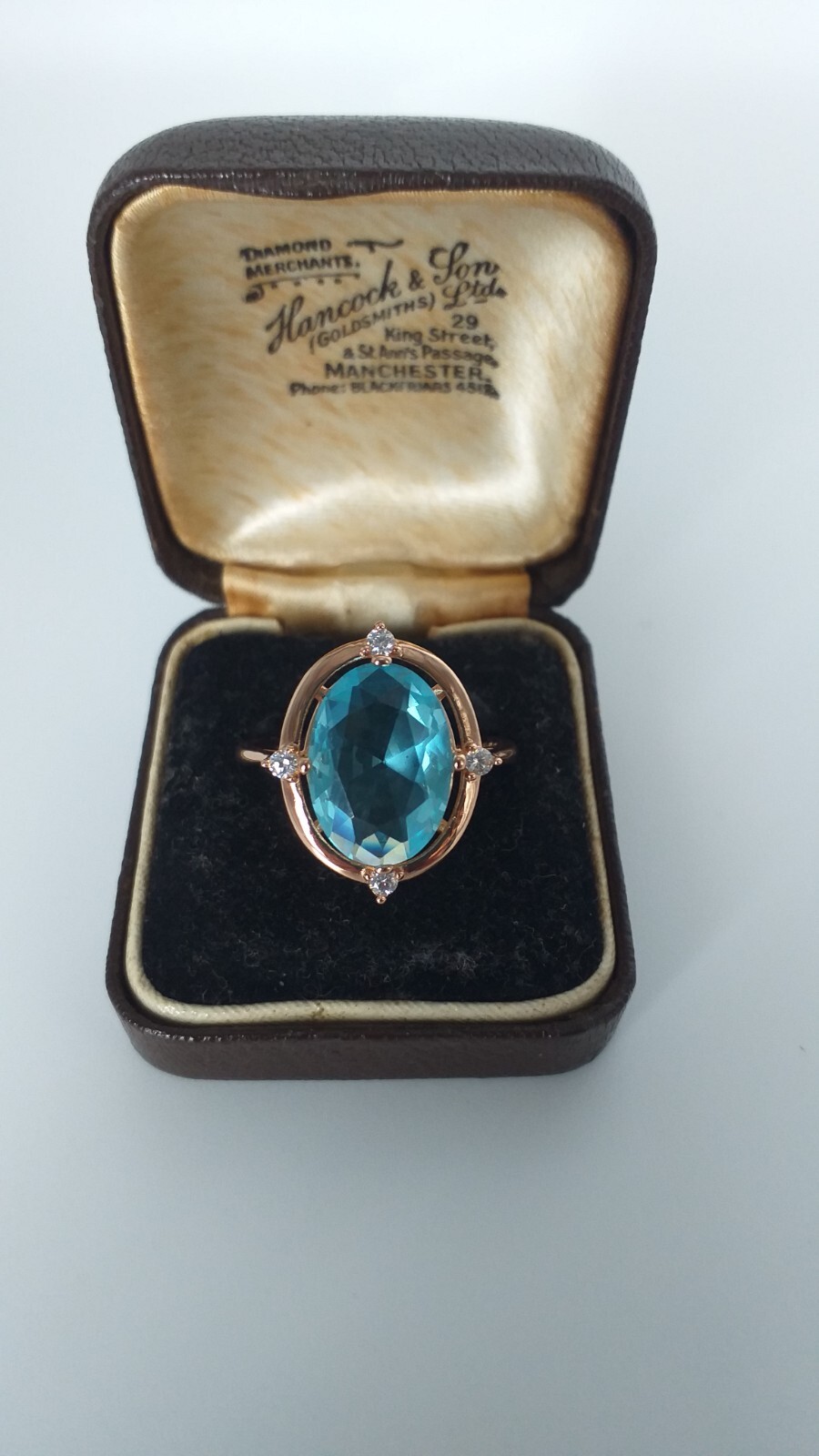 Vintage 1990-s 14 Ct Rolled Gold Aquamarine Ring Size UK N US 6 3/4- Hallmarked!