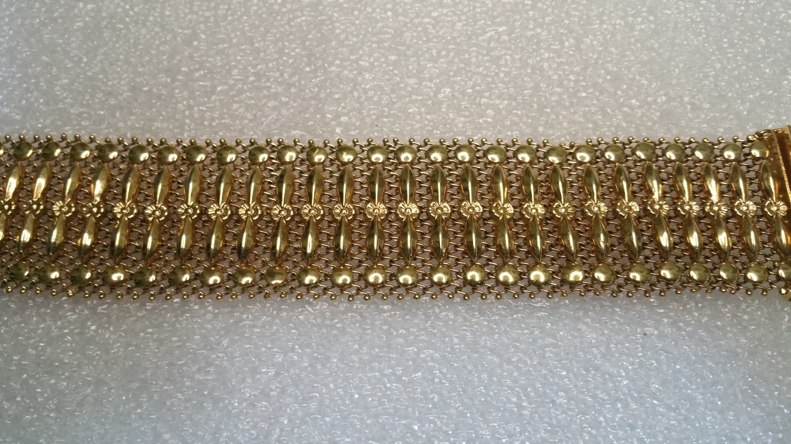 Italian Mesh Bracelet 18k Gold Charm Wide Vintage Yellow Woven Women’s Men’s Old