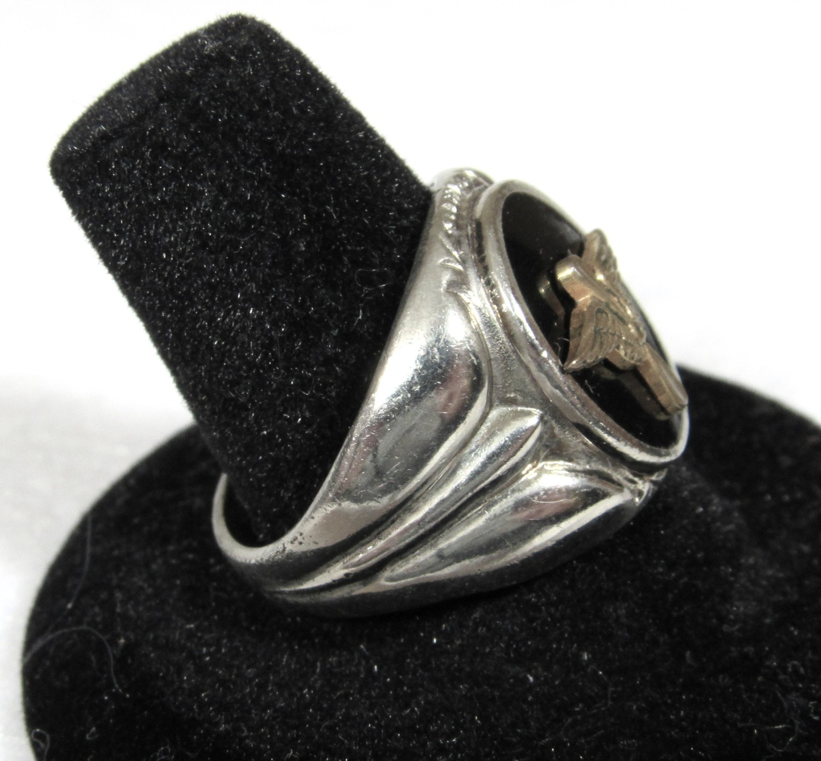 WWII US ARMY AIR CORPS AVIATOR PILOT STERLING SILVER RING SIZE 9 1/4 ~ NAMED #’D