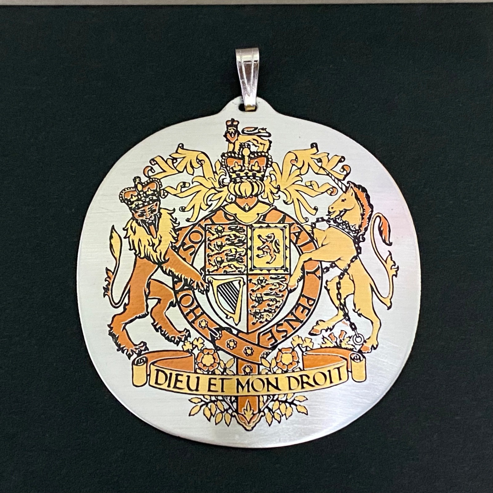 Reed & Barton Damascene Pendant Royal Coat of Arms of the United Kingdom ~Signed