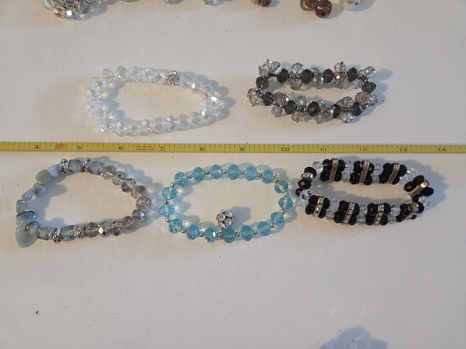 Vtg 14pc Crystal Aurora Borealis AB Beaded Jewelry Lot Bracelet Earrings etc 151
