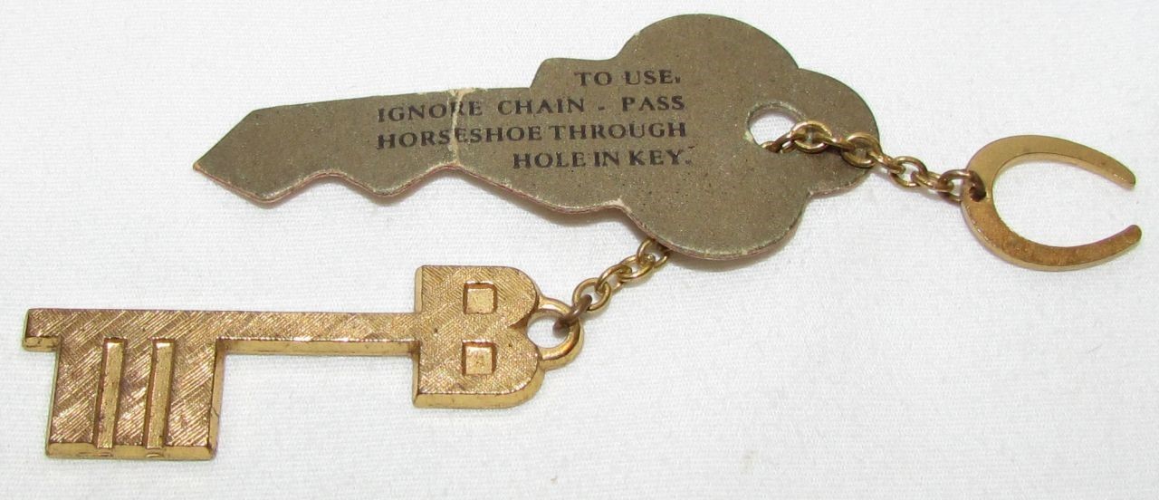 Key and Good Luck Horseshoe Chain Charm with original tag