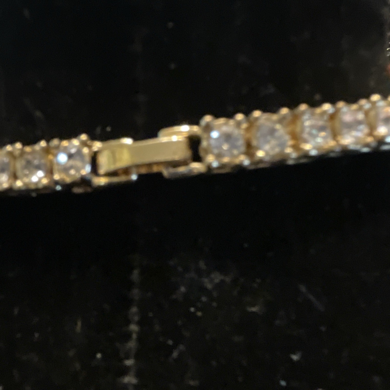Gold Tone Round Clear Rhinestone Necklace & Vintage Clip On Earrings 15”