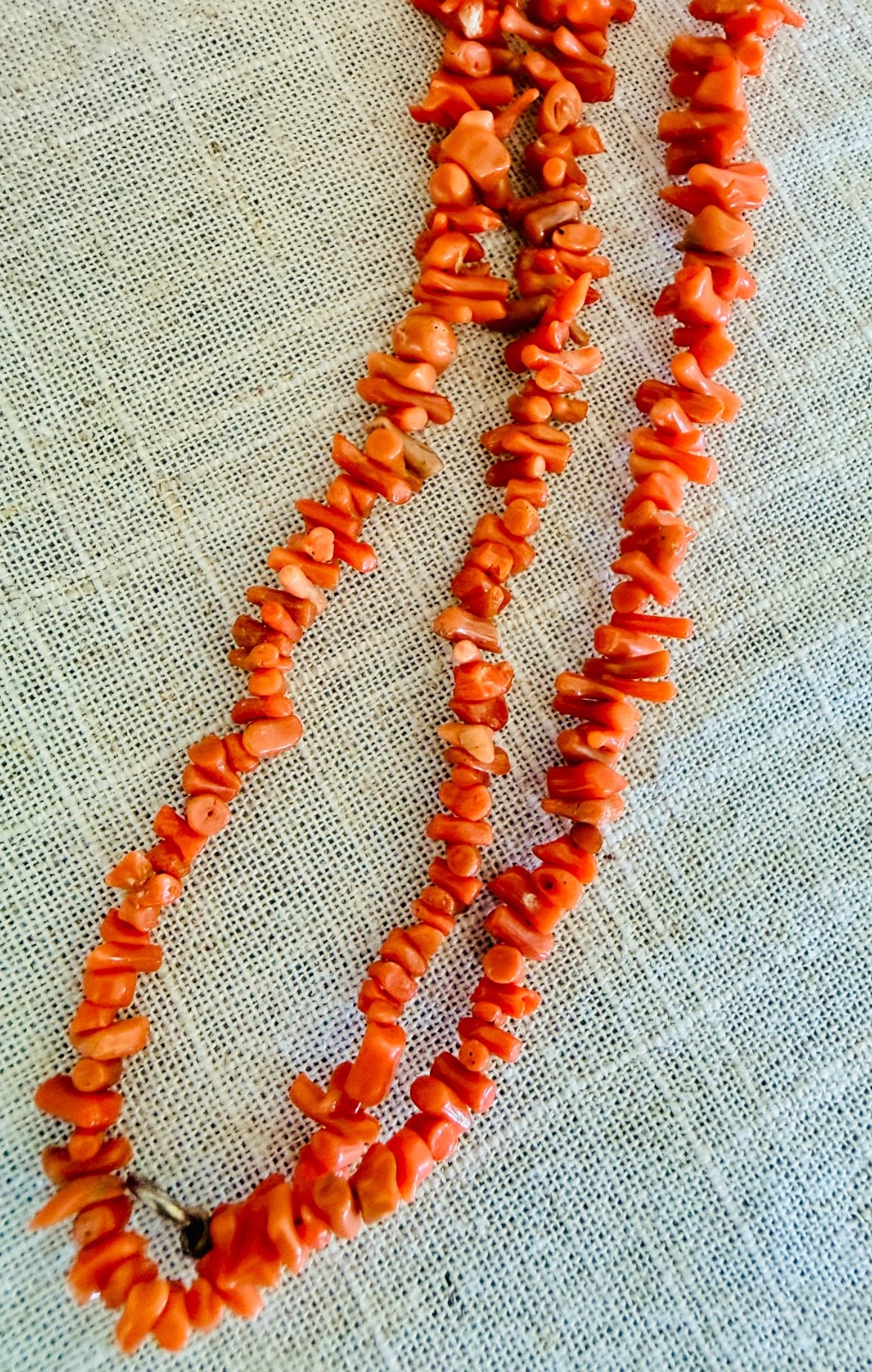 Vintage Natural Branch Coral Multi-Strand Necklace | Salmon Orange | Fringe