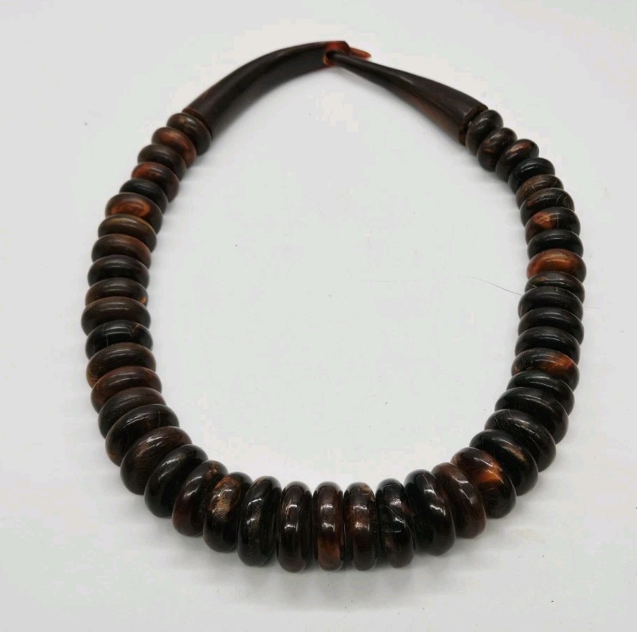 Catherine Noll Necklace Graduated Disc Amber Brown Multicolored 21 in Vintage