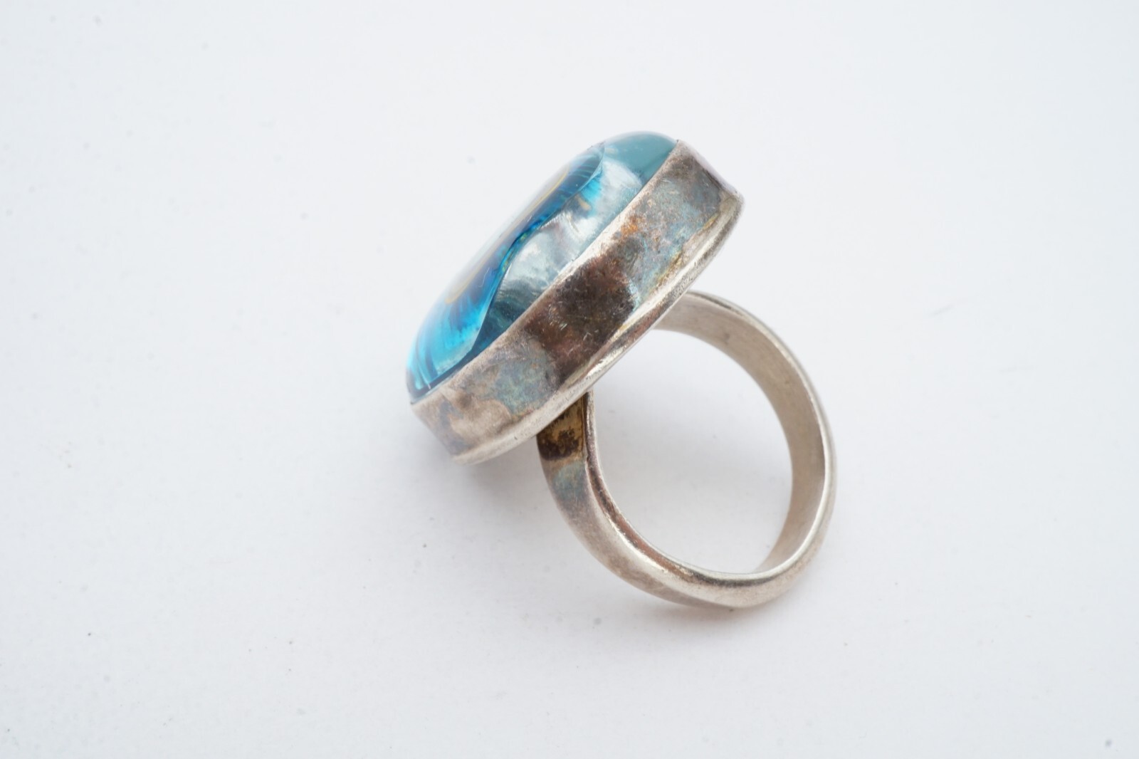 Vintage Sterling Silver 925 Glass Stone Ring Size 7.5