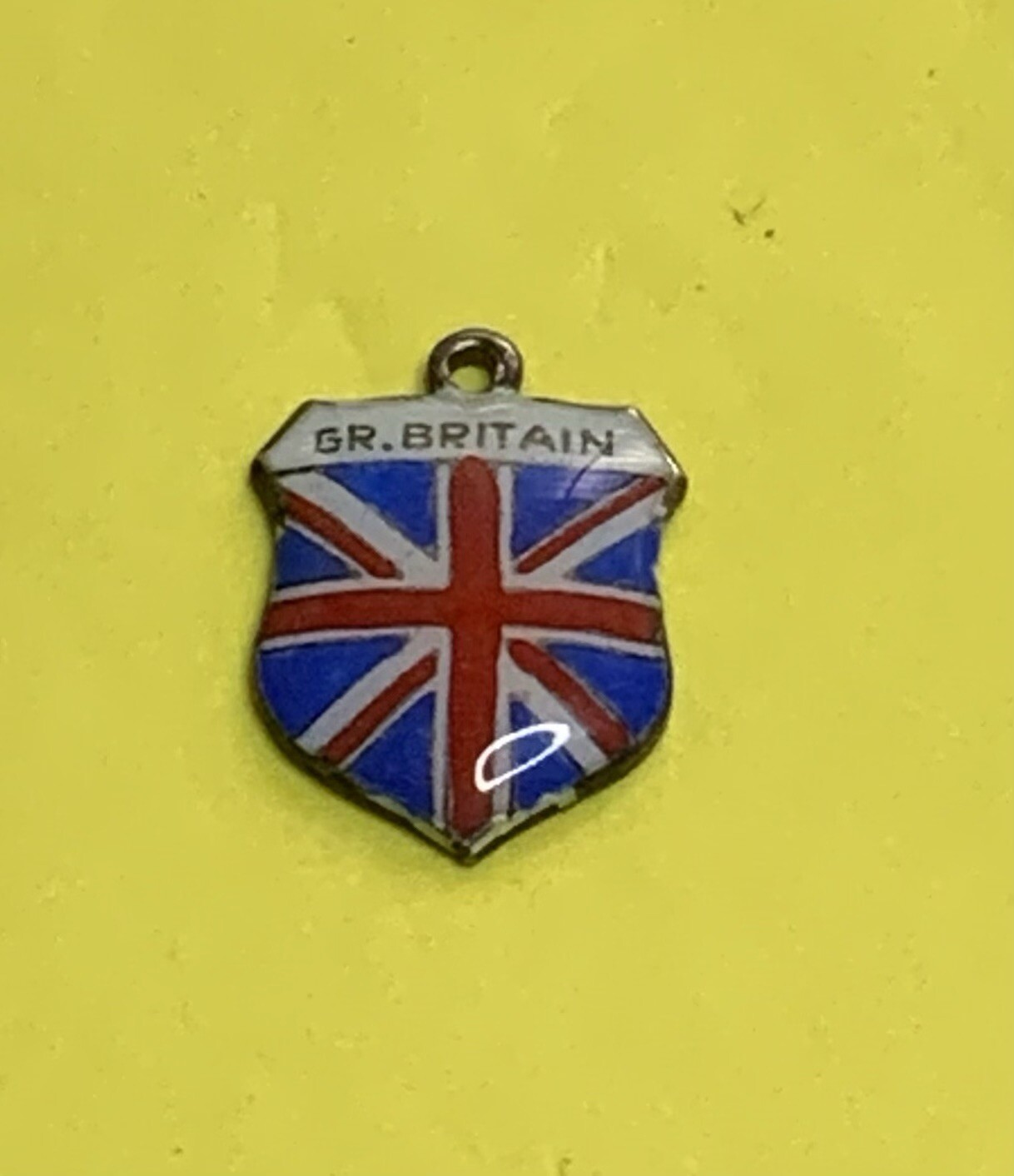 Vintage Sterling Silver Enamel Great Britain Shield Pendant Bracelet Charm