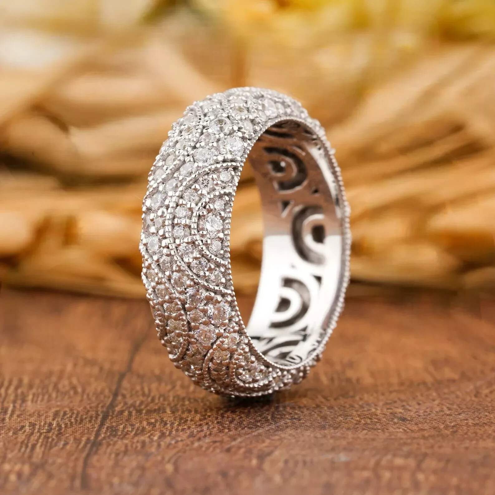 3.85Ct Vintage Art Deco Lab Created Diamond Engagement 14K White Gold FN Ring