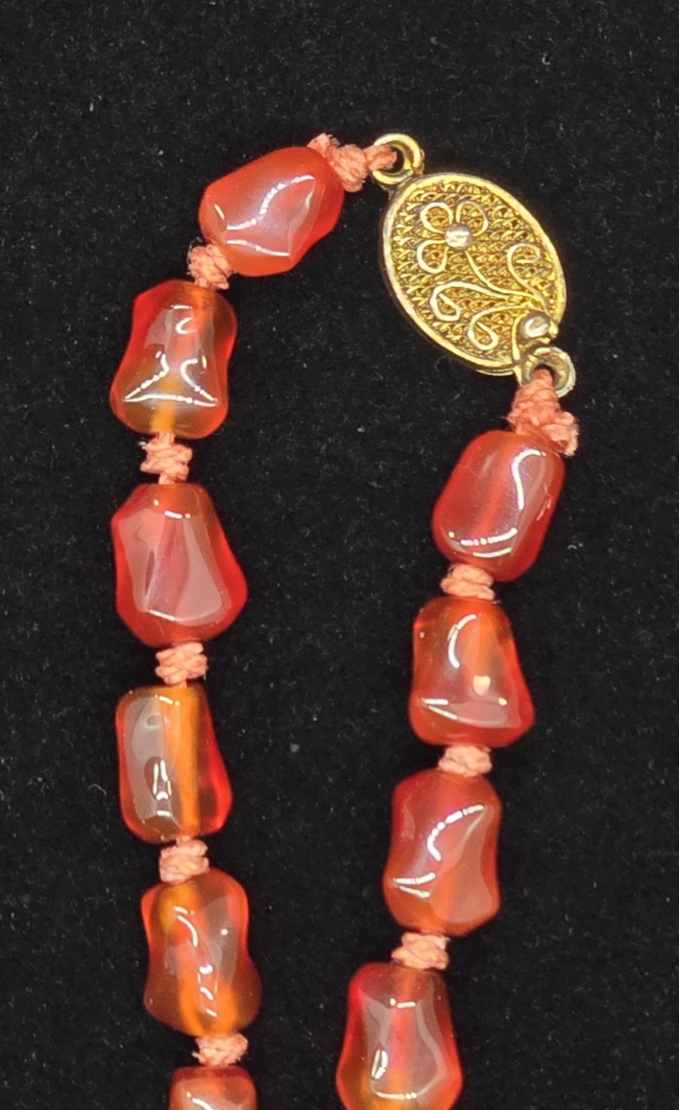 Vtg Chinese Export Sterling Silver Carnelian Necklace