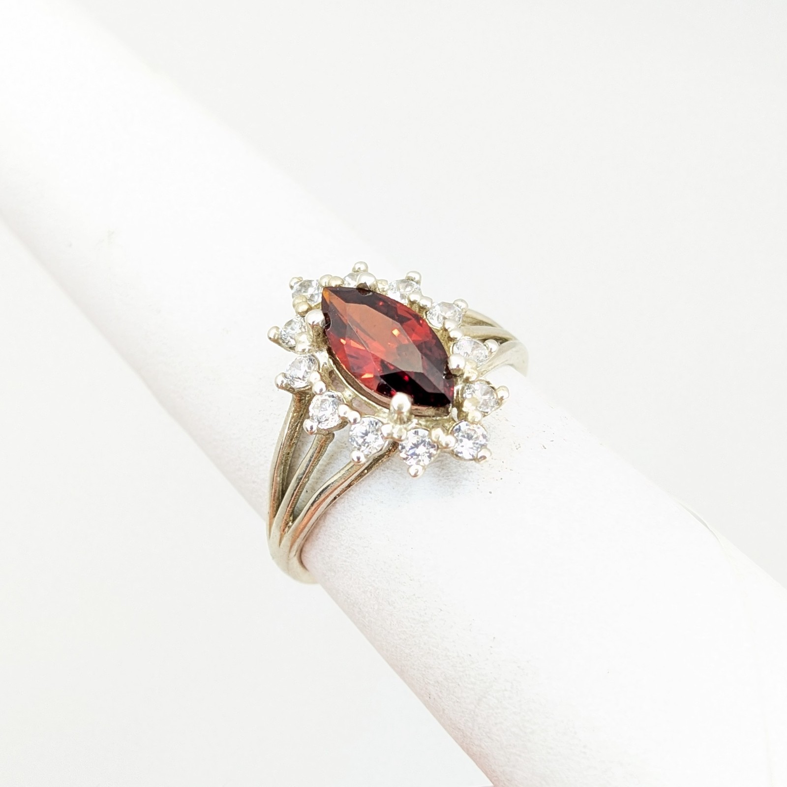 Vintage Luxury RING Silver 925 with Big Bright Stone -size: 7.5US (17.5mm) | #4