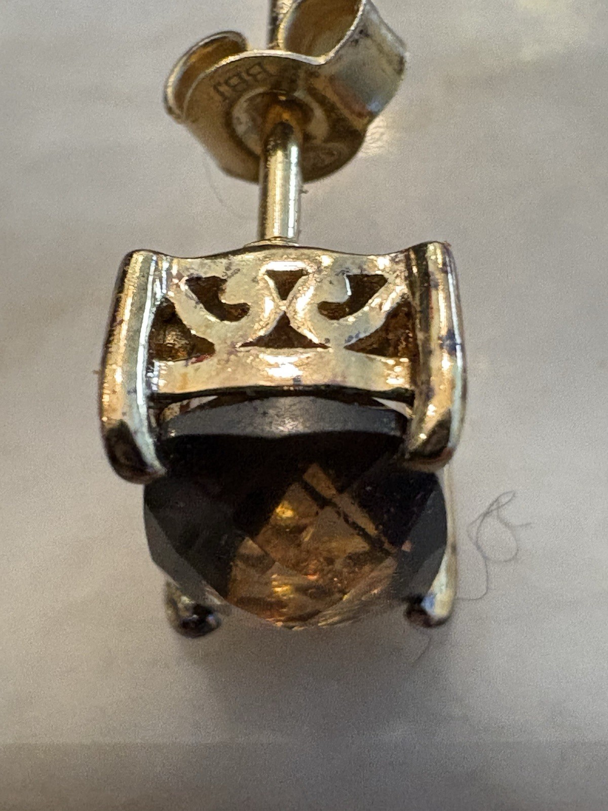 Signed BBJ 925 Vintage Rectangle Stud Earrings Sterling Silver Gold Tone