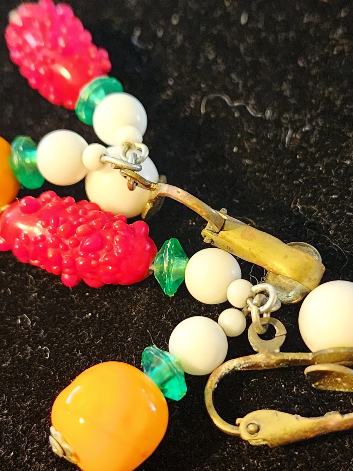 Fruit Salad Vintage Necklace & Earrings Tutti Fruity, 50/60s Mixed Material