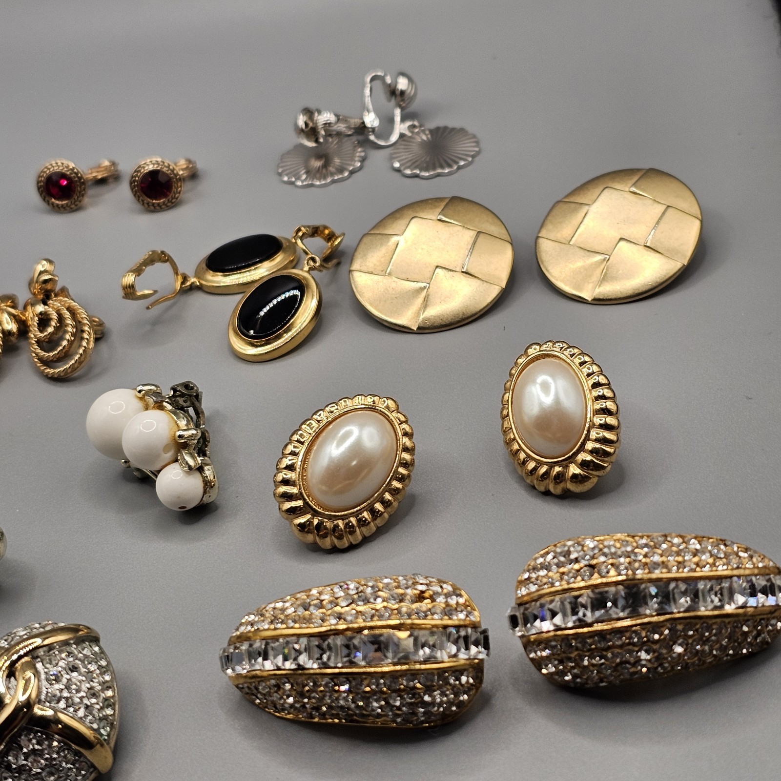 Vintage Designer Clip On Earring Lot 13 Monet Carolee Craft Signed More