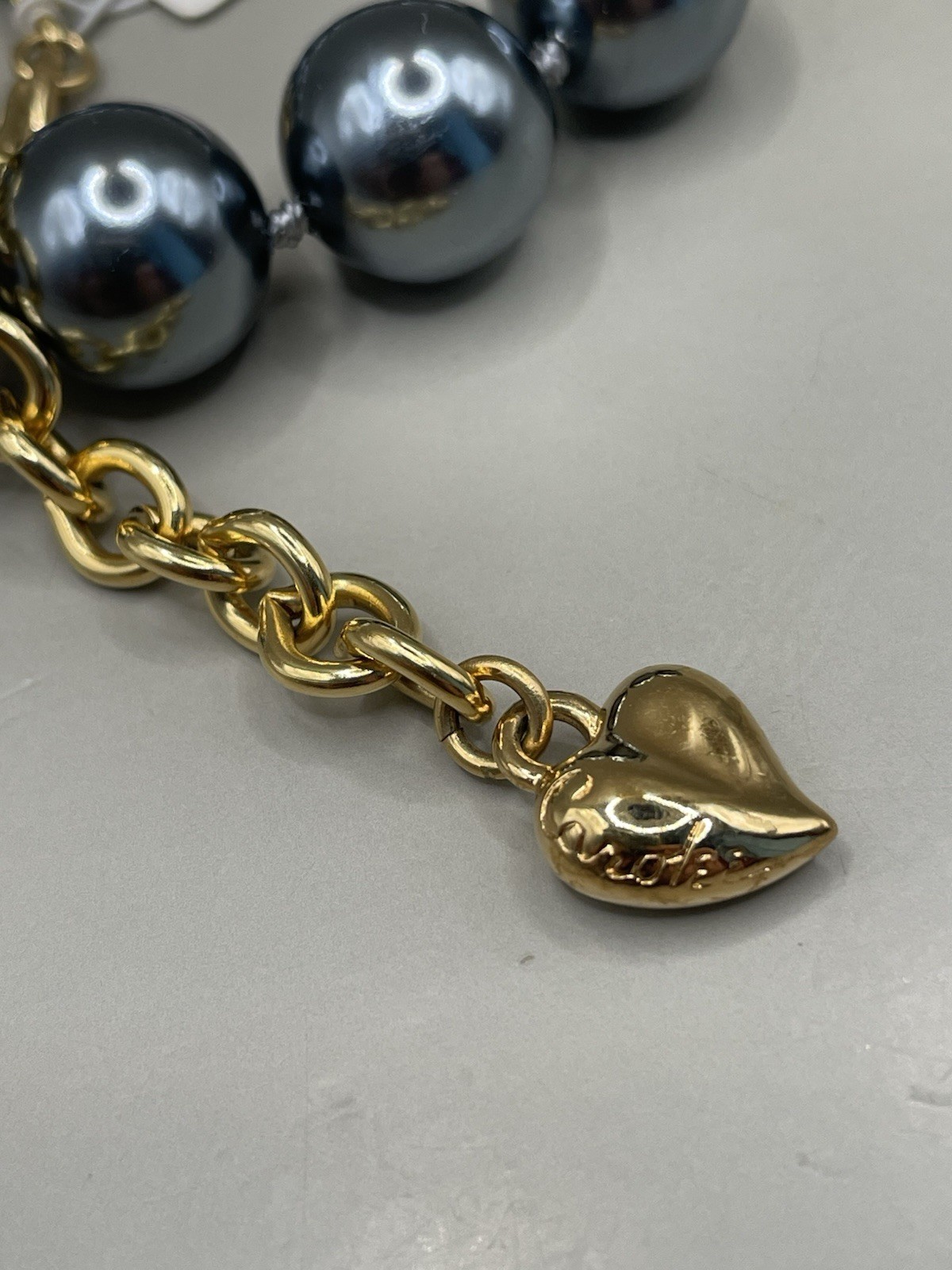 New Vintage Carolee Signed Faux Gray Pearl Necklace NWT Retail $50