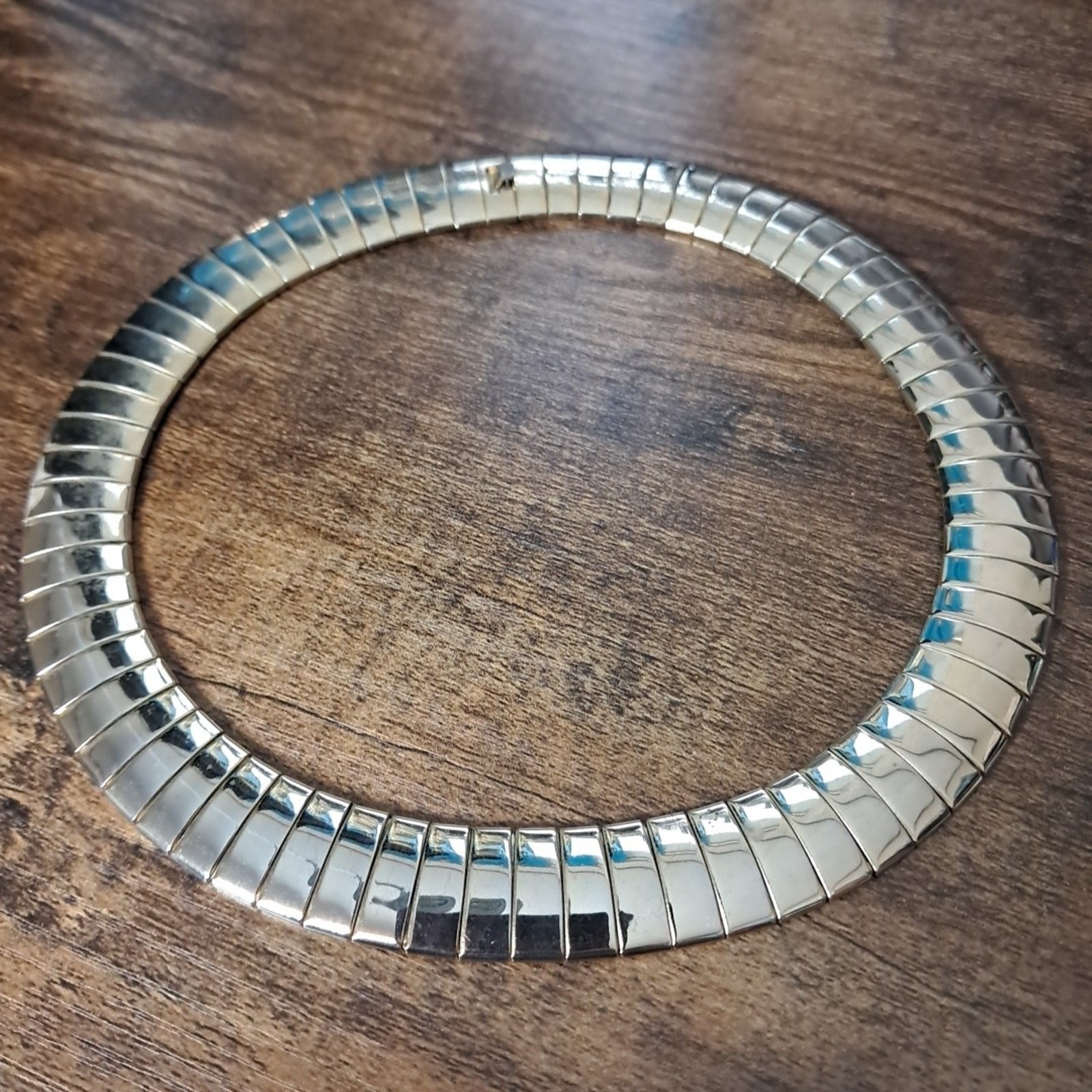 Vintage Cleopatra Style Bar Link Flexible Collar Necklace Choker Gold Tone