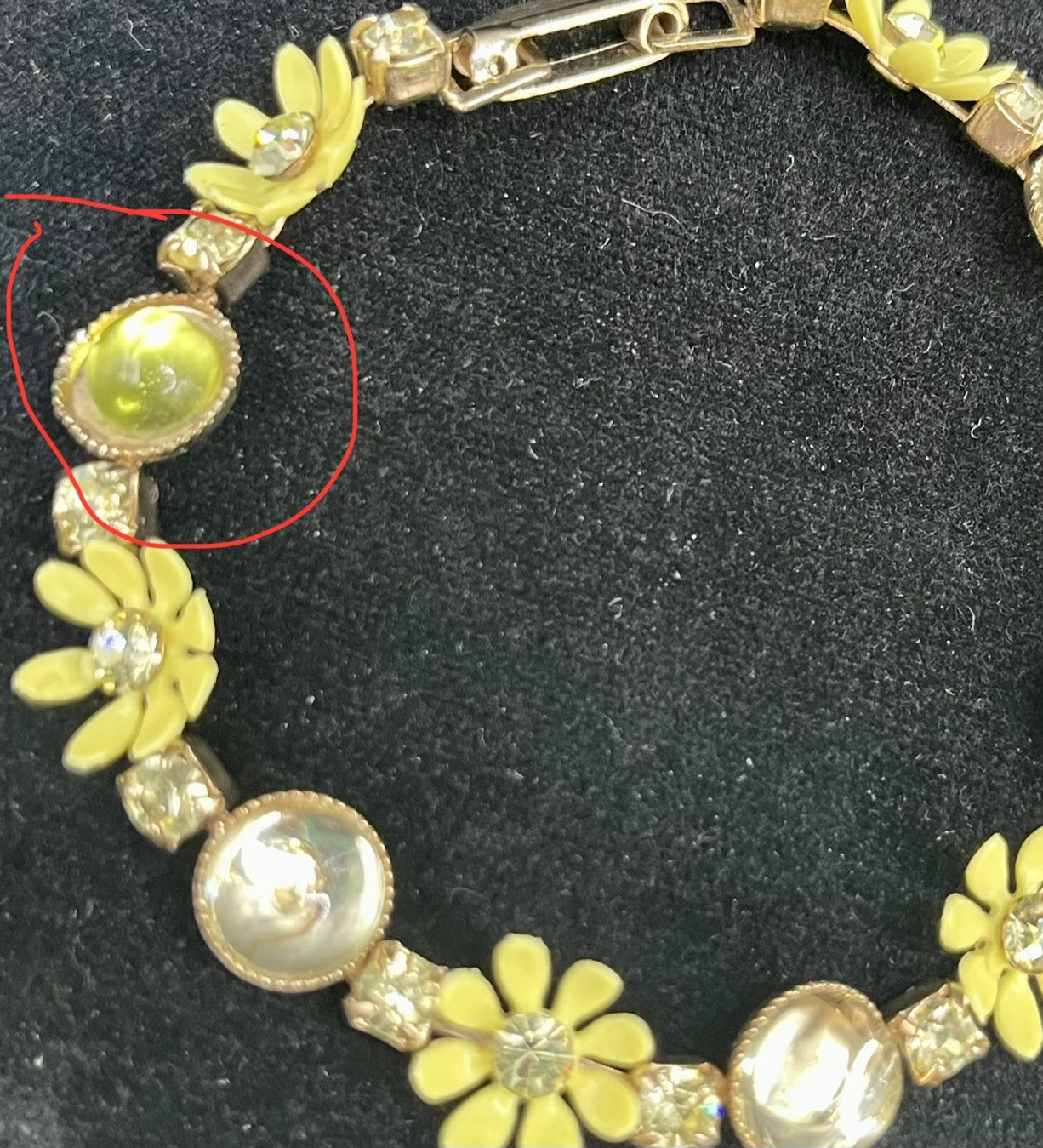 Summer Yellow Daisy Cabochon & Rhinestone MCM STYLE NECKLACE Bracelet set Choker
