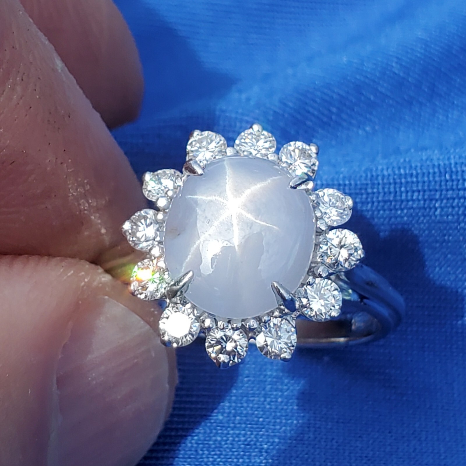 Original EARTH MINED STAR SAPPHIRE DIAMOND Deco Engagement Ring Diana Solitaire