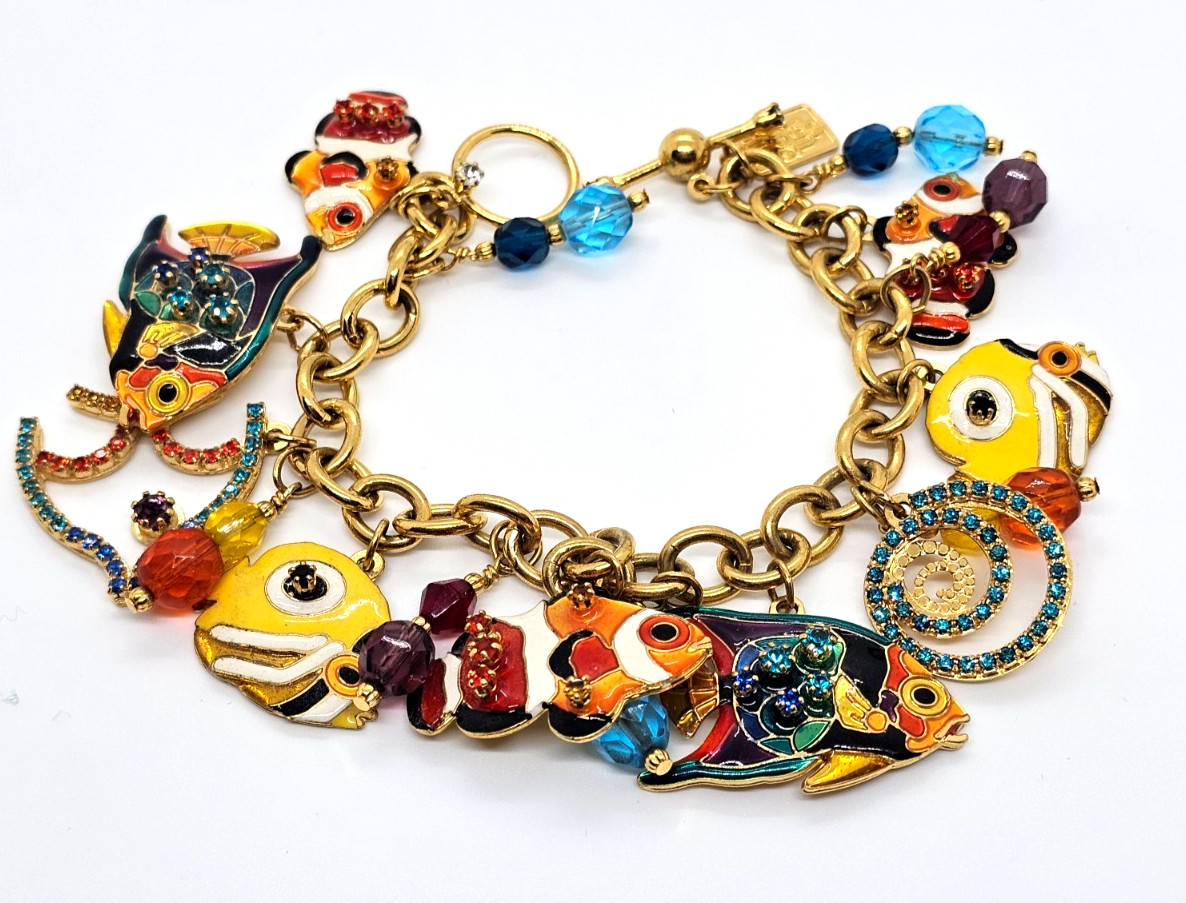 VHTF Lunch At The Ritz Clownfish Bracelet Excellent Condition! 7 1/2″ Signed