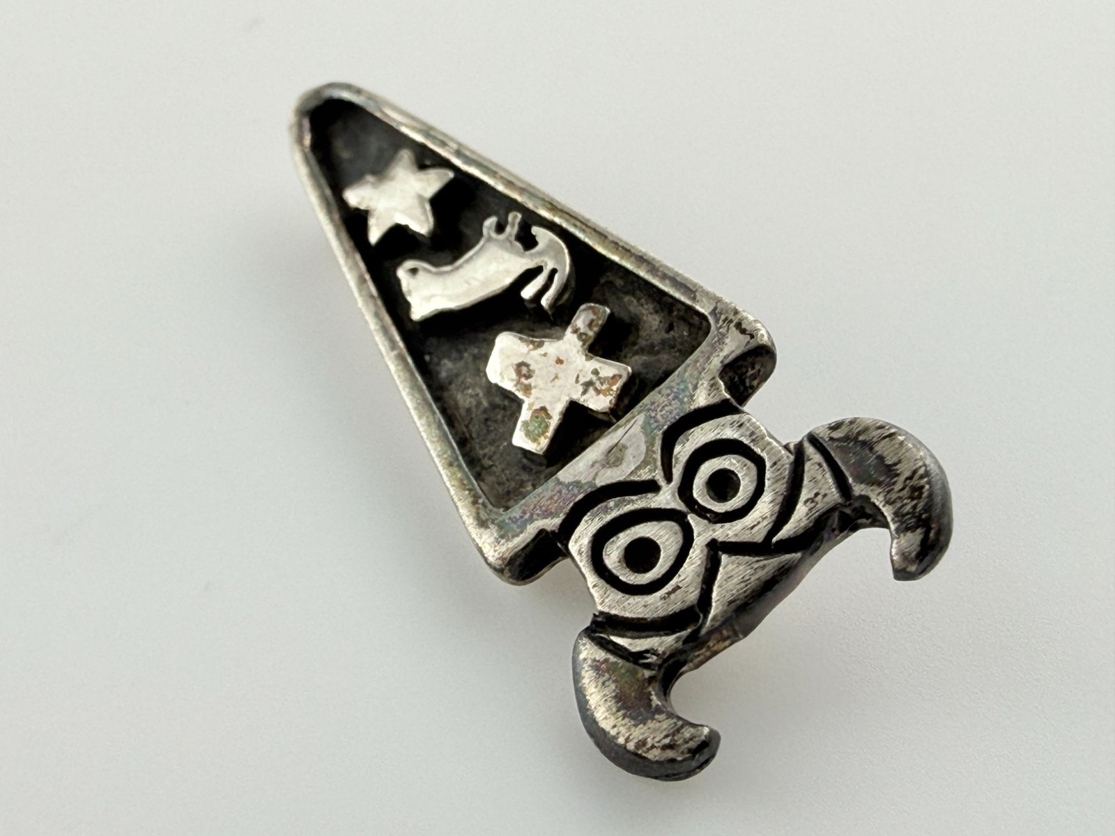 Vintage Signed Creature Kritters Sterling Silver Totem Design Pin Brooch 4.7g