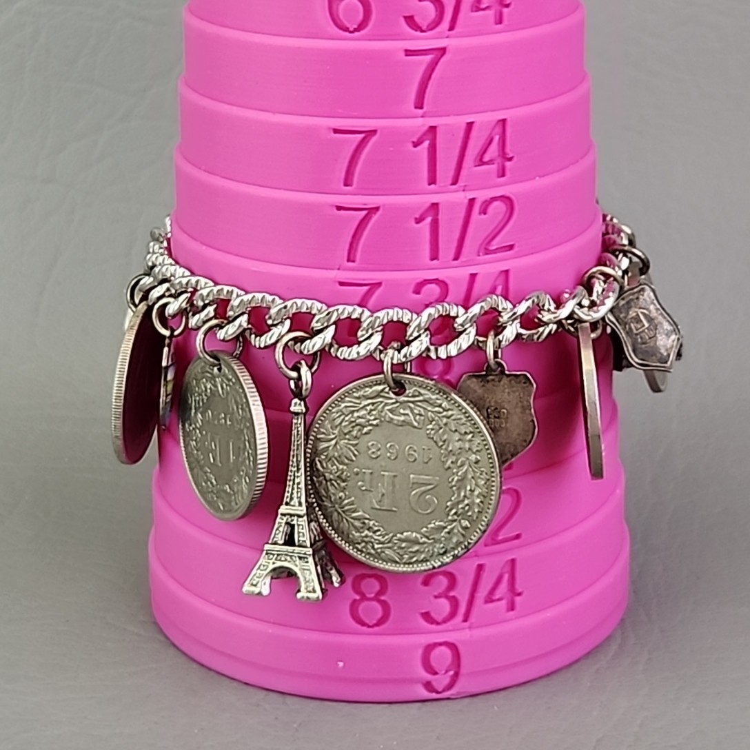 Vintage Coin Charm Bracelet Sterling Silver Plated Souvenir England France Franc