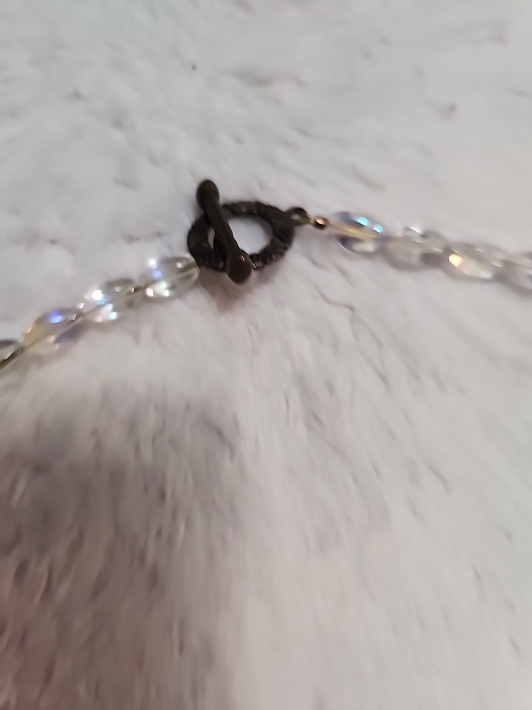 Fairycore Beaded Necklace w/ Mirror Pendant Bronze Color Plastic Beads