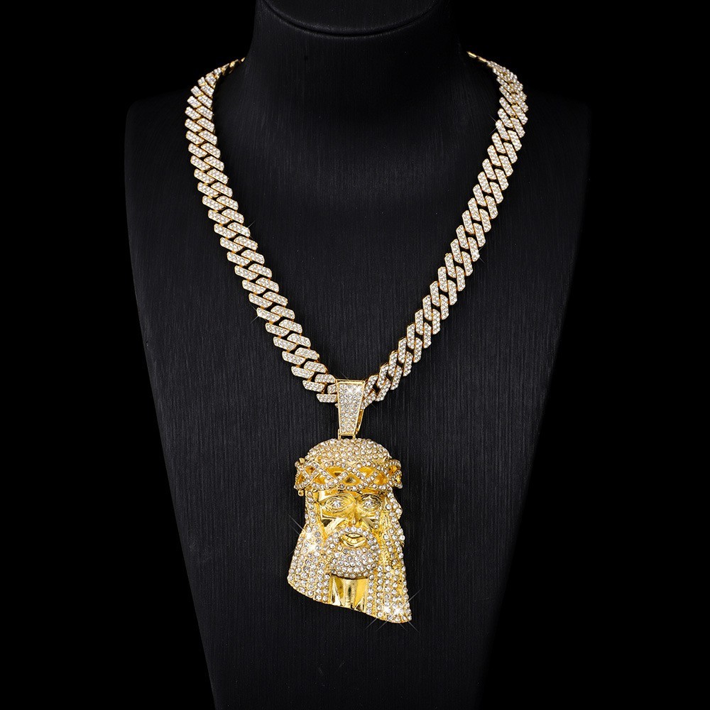 Zinc Alloy Diamond-studded Vintage Portrait 24″ Cuban Chain Hip Hop Necklace