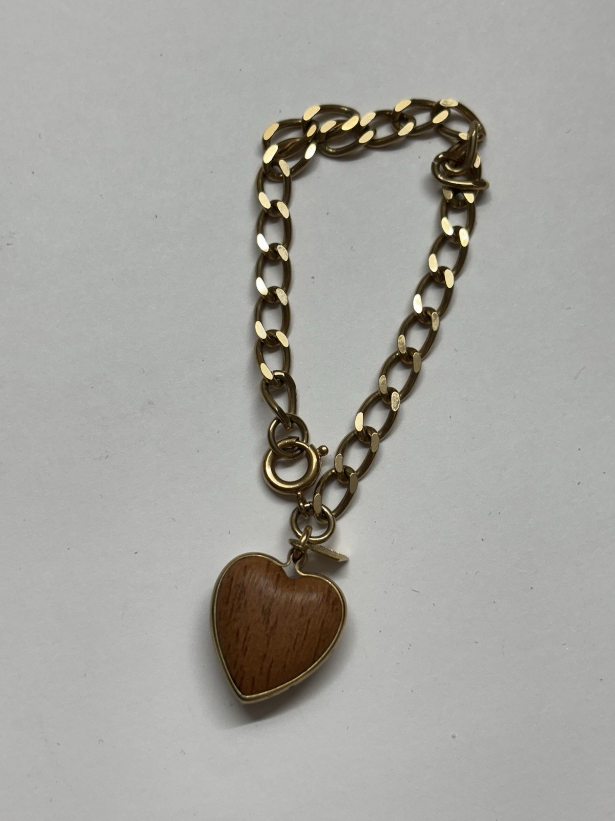 Sarah Coventry GOIN’ STEADY Bracelet from 1962 * Wood Heart Pendant