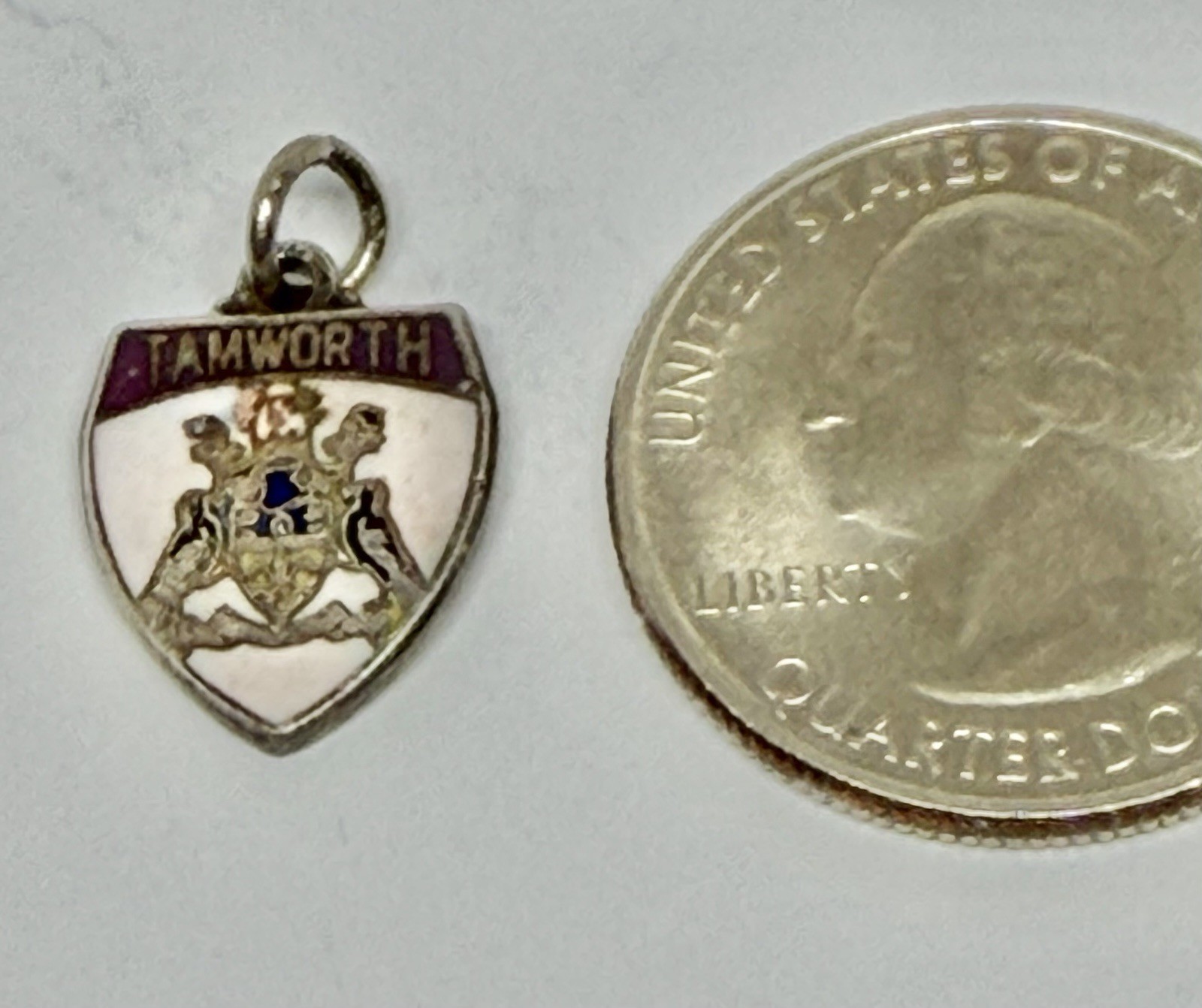 Vintage Tamworth NSW Australia Coat of Arms Shield Silvertone Bracelet Charm