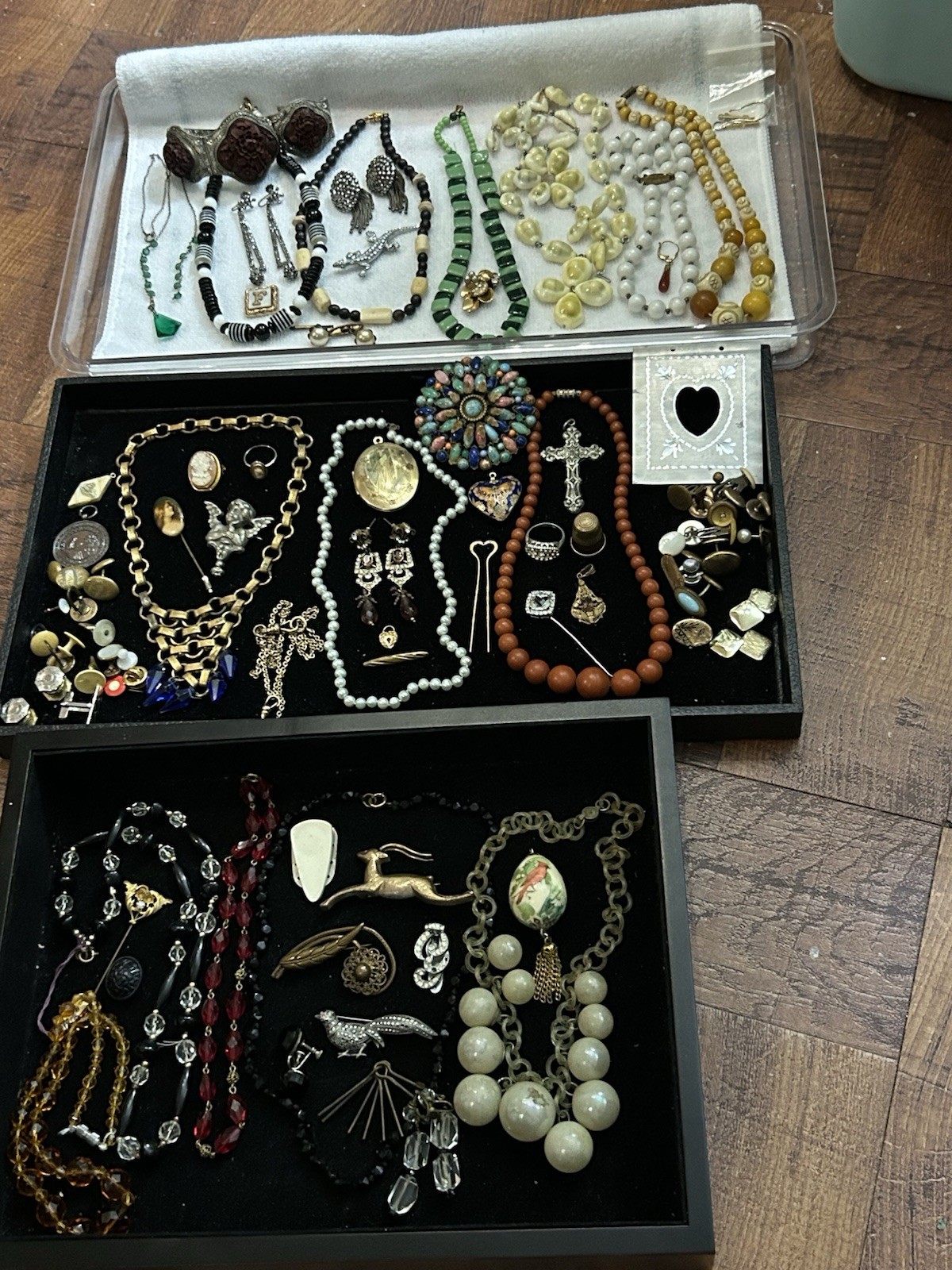Big Vintage Victorian Deco Eclectic Jewelry Lot Variety Wearable Repurpose