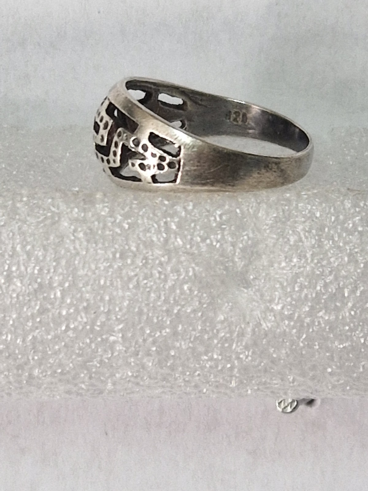 Vintage Sterling Silver 925 Greek Key Maze Cut Out Band Ring Size US 6.5