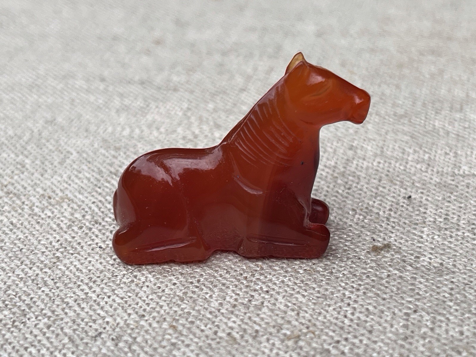 Vintage Chinese Carnelian Mini Horse Bead Pendant Necklace