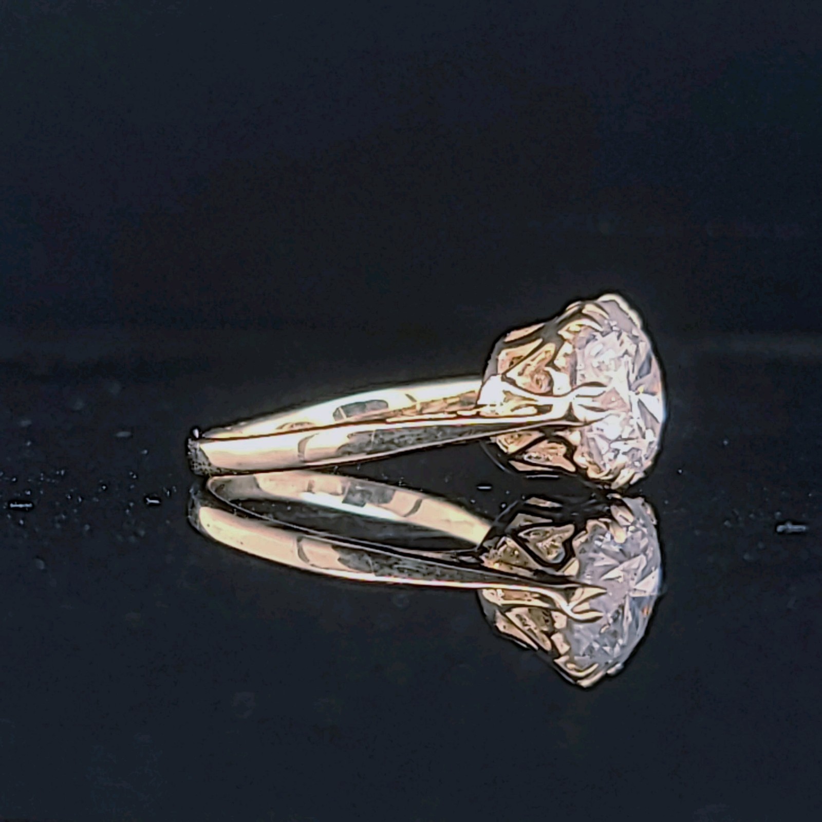 14k Yellow Gold Vintage Engagement Ring 2.82 Carat Natural Round Diamond