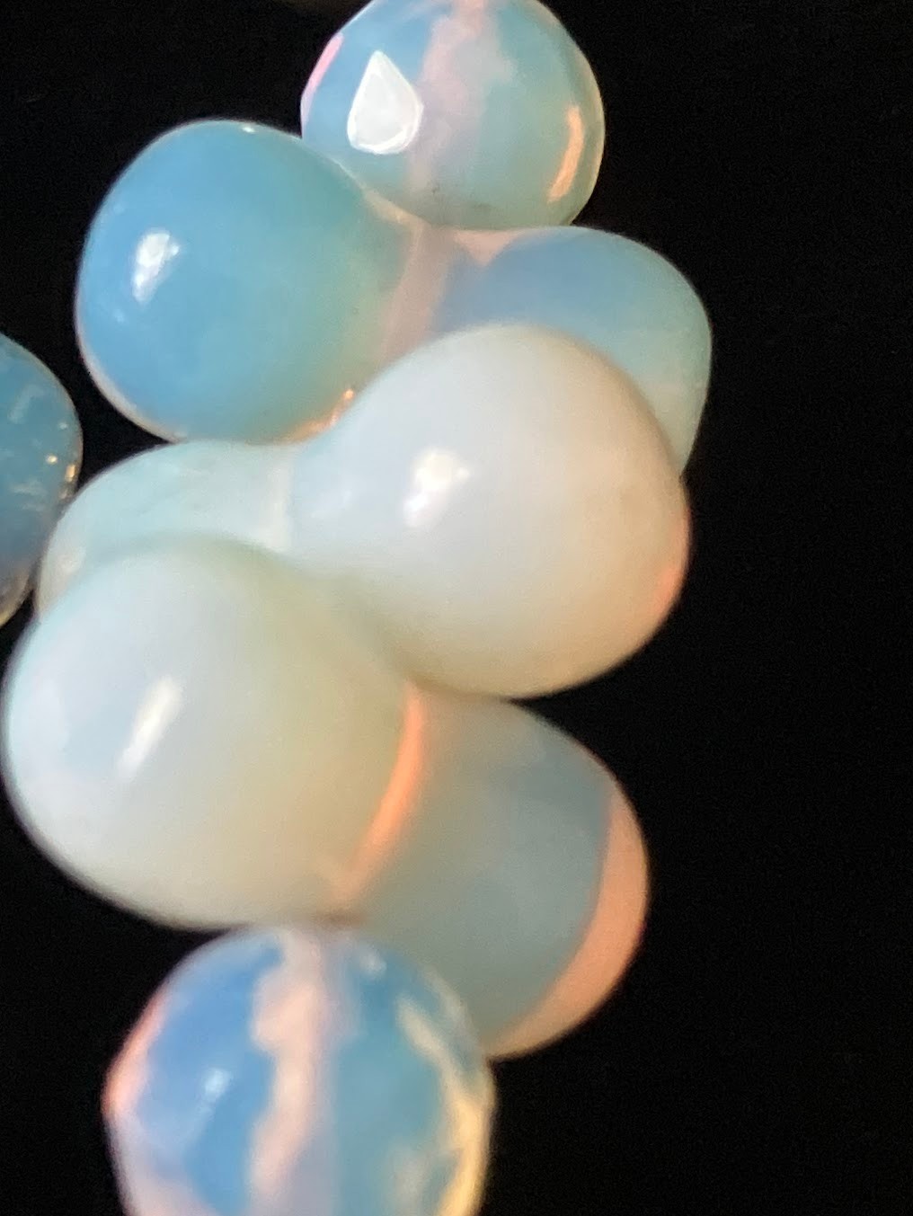 Vintage Opaline Glass Beaded Earrings Pierced Post Iridescent Cluster Dangle