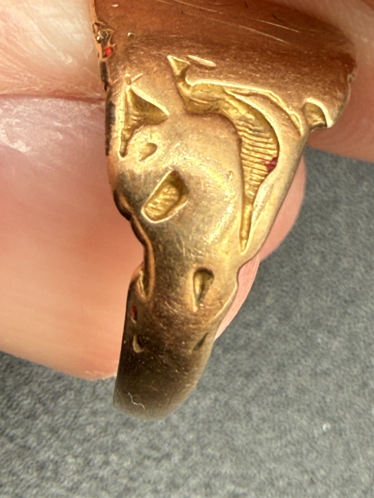 Vintage 10K Gold Ring Monogram Initial Engraved Victorian Size Unknown 3.08g