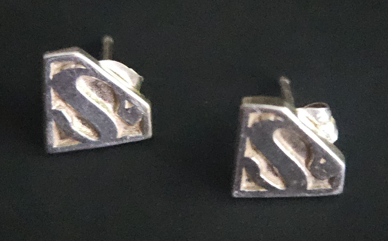 Sterling 925 Superman Earrings “S” Shield Logo Vintage 1995 T.M. D.C. Comics