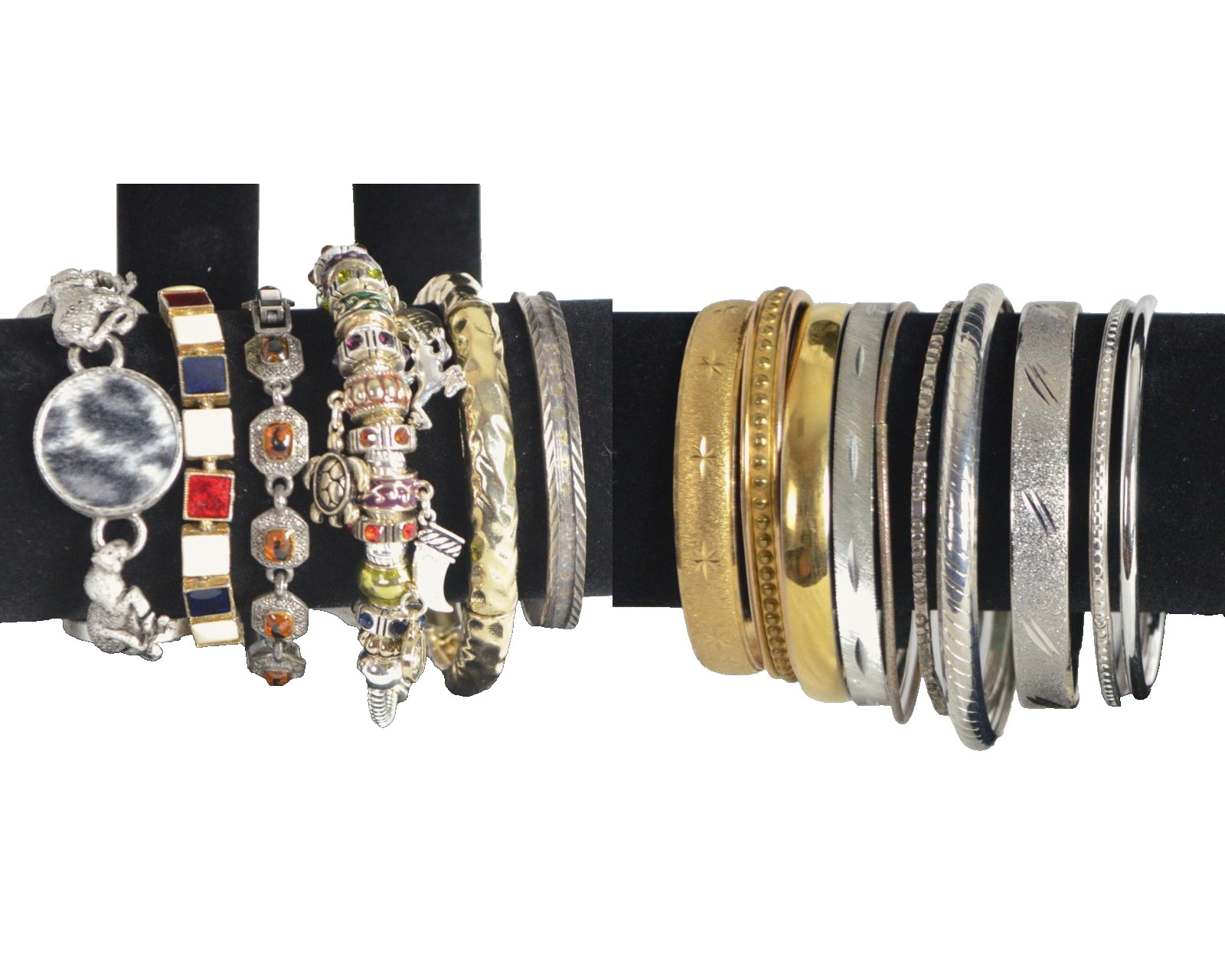 Vintage Bracelet Lot 16pc Gold Silver Tone Mixed Styles circa 1980s–2000s