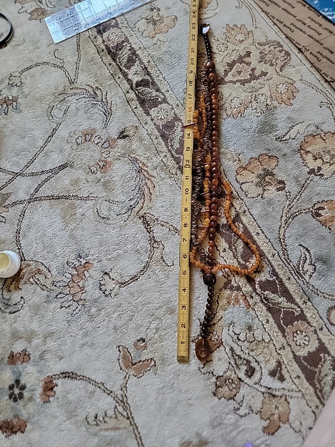 Vintage Original Tribal Multiple Strains Amber Coral Horn Spikes Necklace 24″