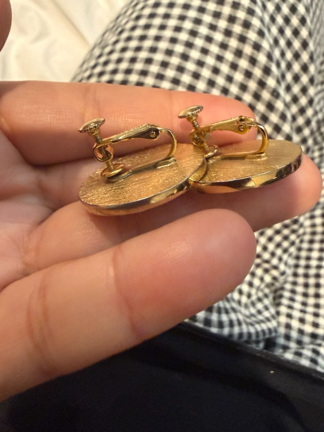 Vintage Napier Gold Tone Enamel Circle ScrewbackEarrings
