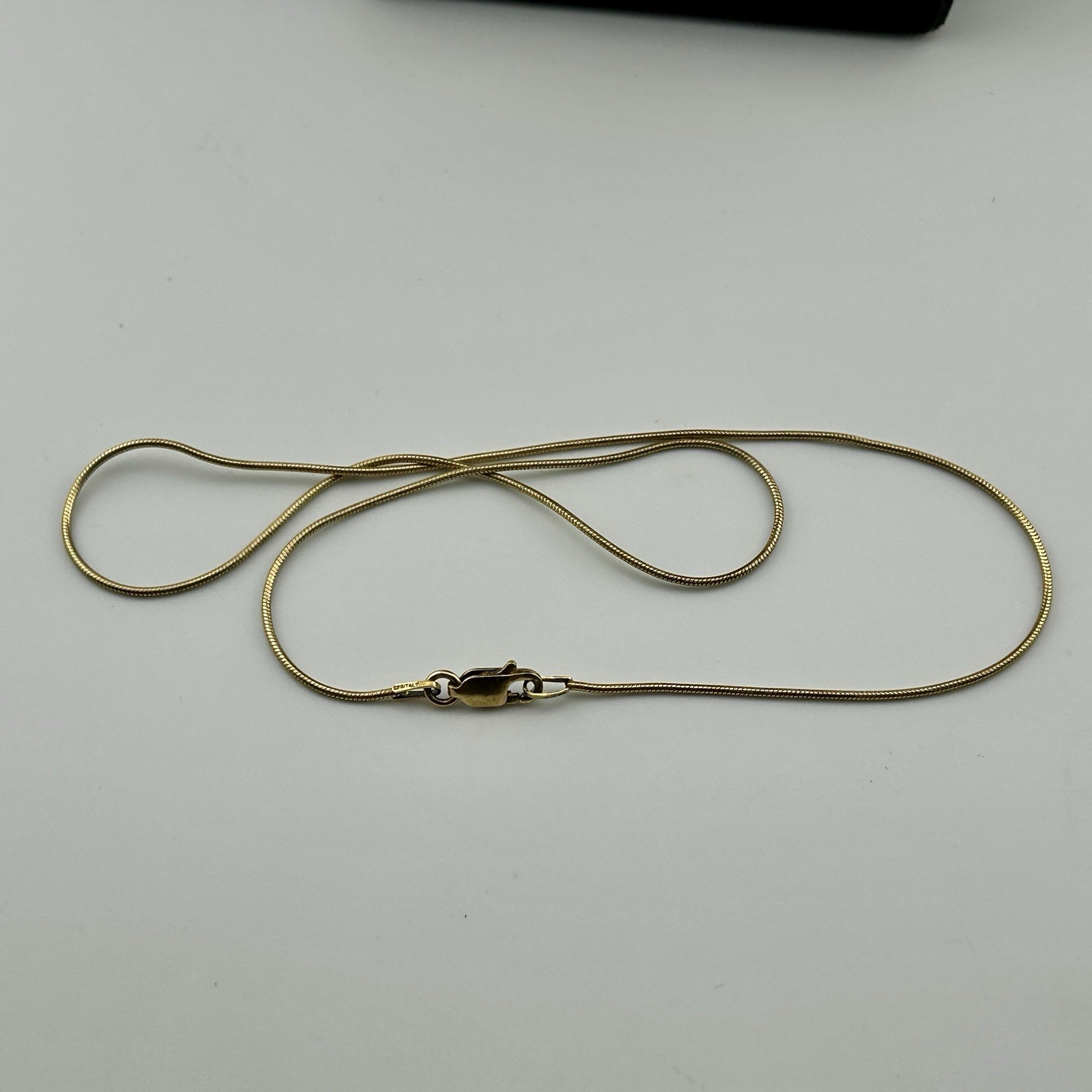 1990s Italy 925 Sterling Silver Gold Plated Snake 1mm Chain Necklace 16″ VTG
