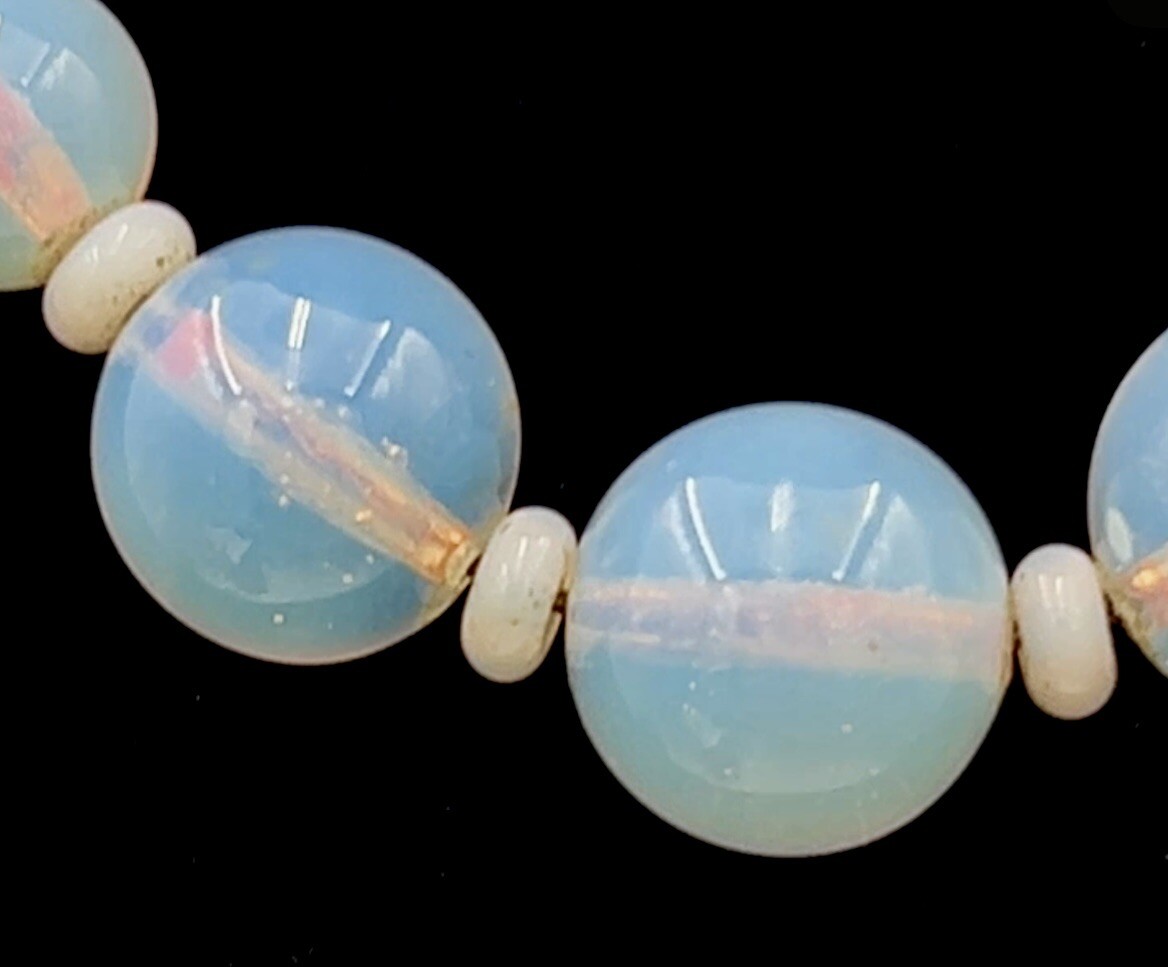 VTG LOUIS ROUSSELET France Graduated French Opaline Glass NECKLACE