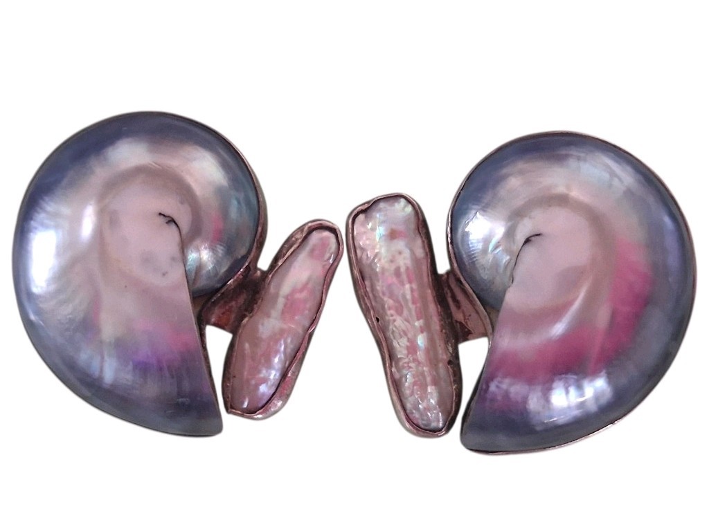 Rebecca Collins Dallas TX Sterling Silver Clip Earrings Vintage Designer 5a