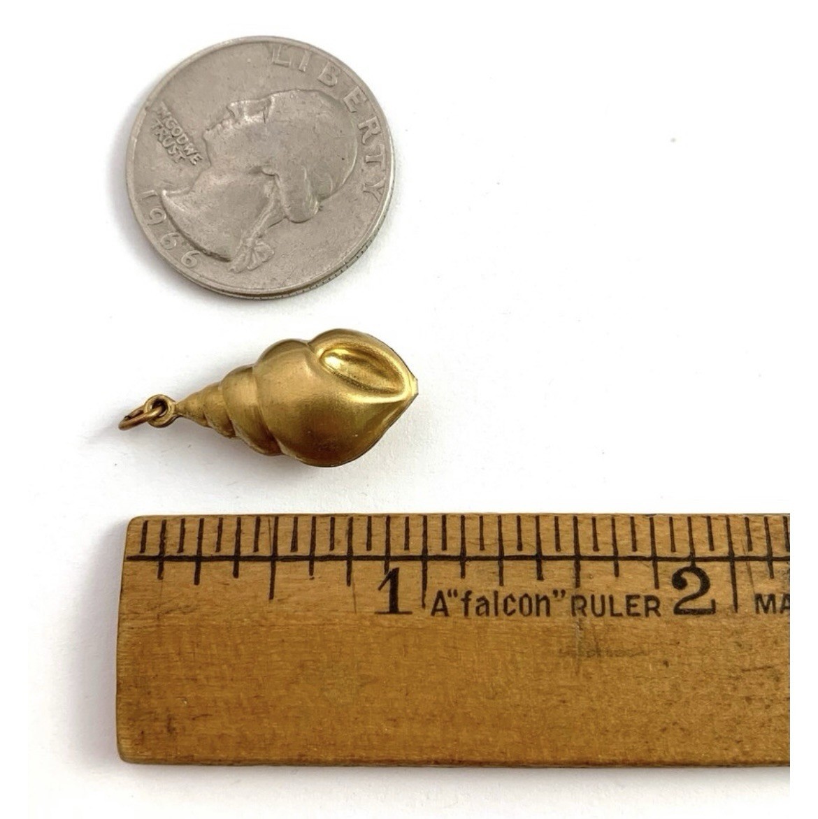 Vintage Brass Puffy Seashell Charm Beach Ocean Nautical Pendant