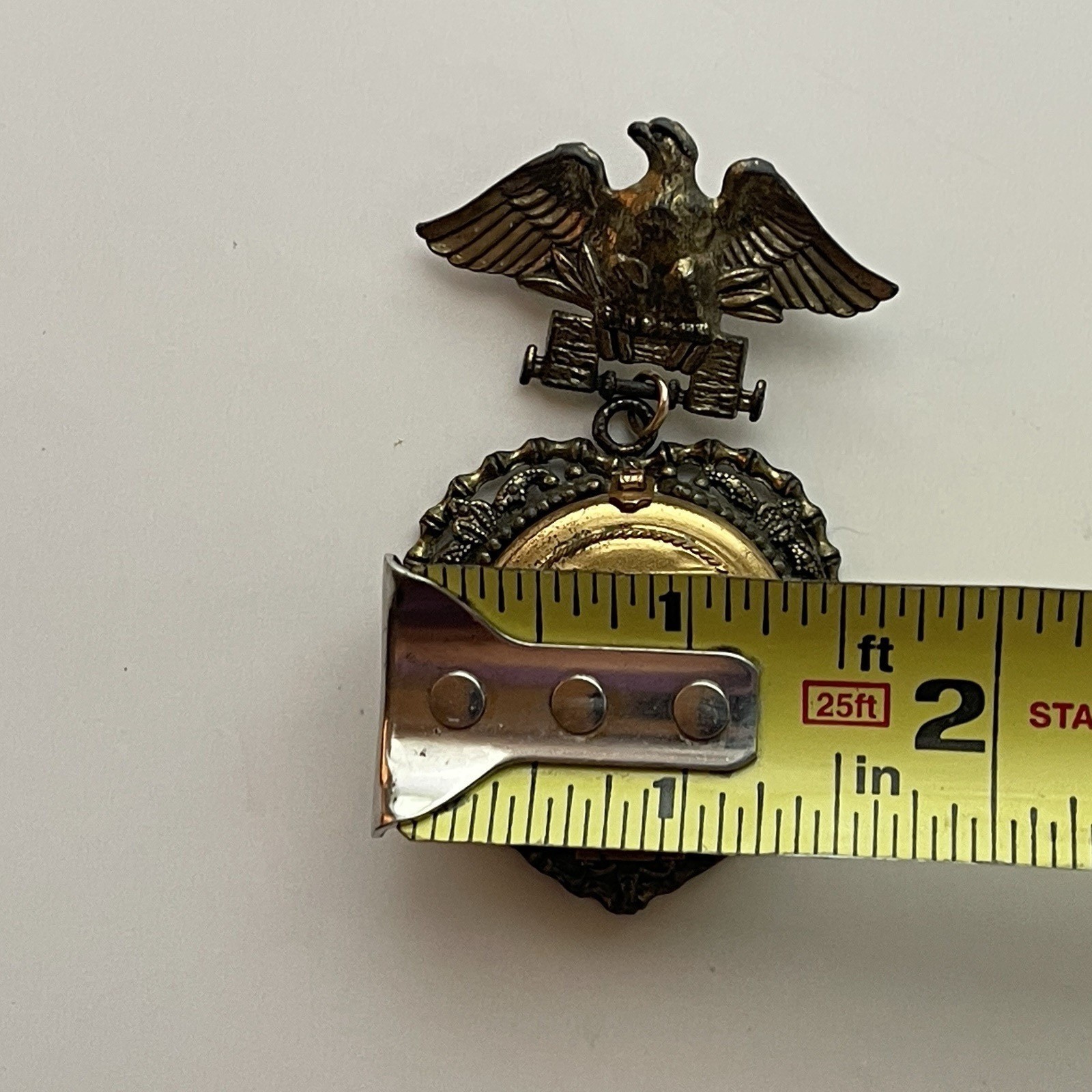 Locket Eagle Military Four Photo Brooch Pin Folding Military Themed Vintage