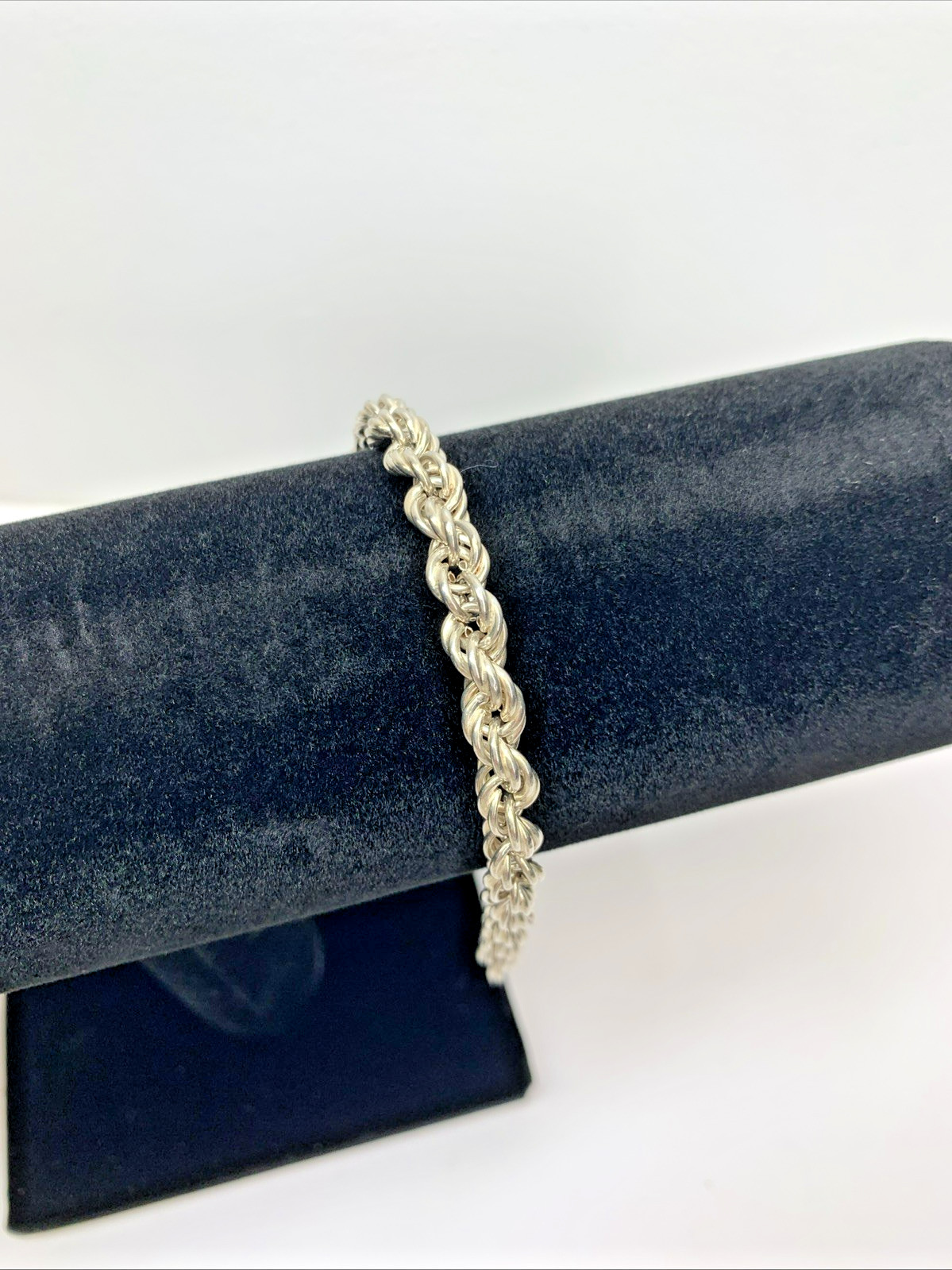 Sterling Silver 925 Italy 6MM Wide Vintage Rope Chain Bracelet 7″ 7.9g