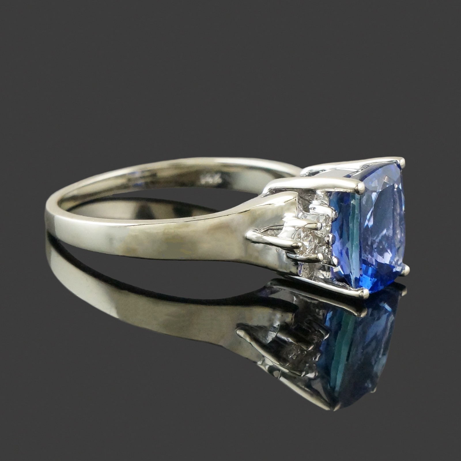 LeVian Solid 14K White Gold 2.75 Ct Tanzanite & Diamond Wedding Anniversary Ring