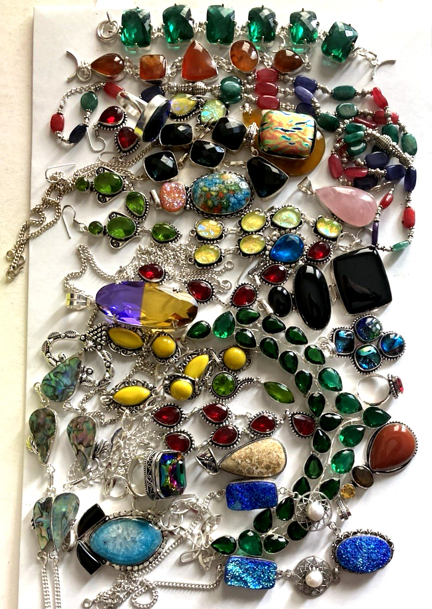 :Mystery ??? bag of Semi precious Gemstone Jewelry Worth $$$ BUY 2 GET 1 FREE